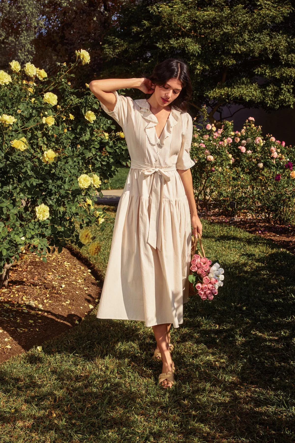 Darlia Puff Sleeve Button Down Maxi Dress