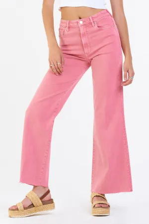Dear John Denim Fiona Super High Rise Wide Leg Jeans, Raspberry Sorbet