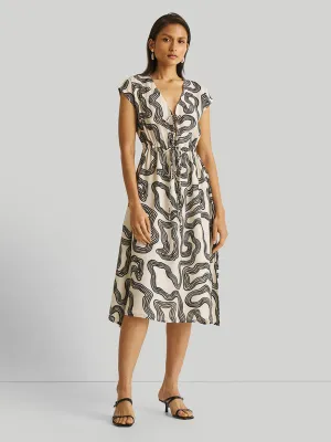 Deep Maze V-Neck Gathered Dress