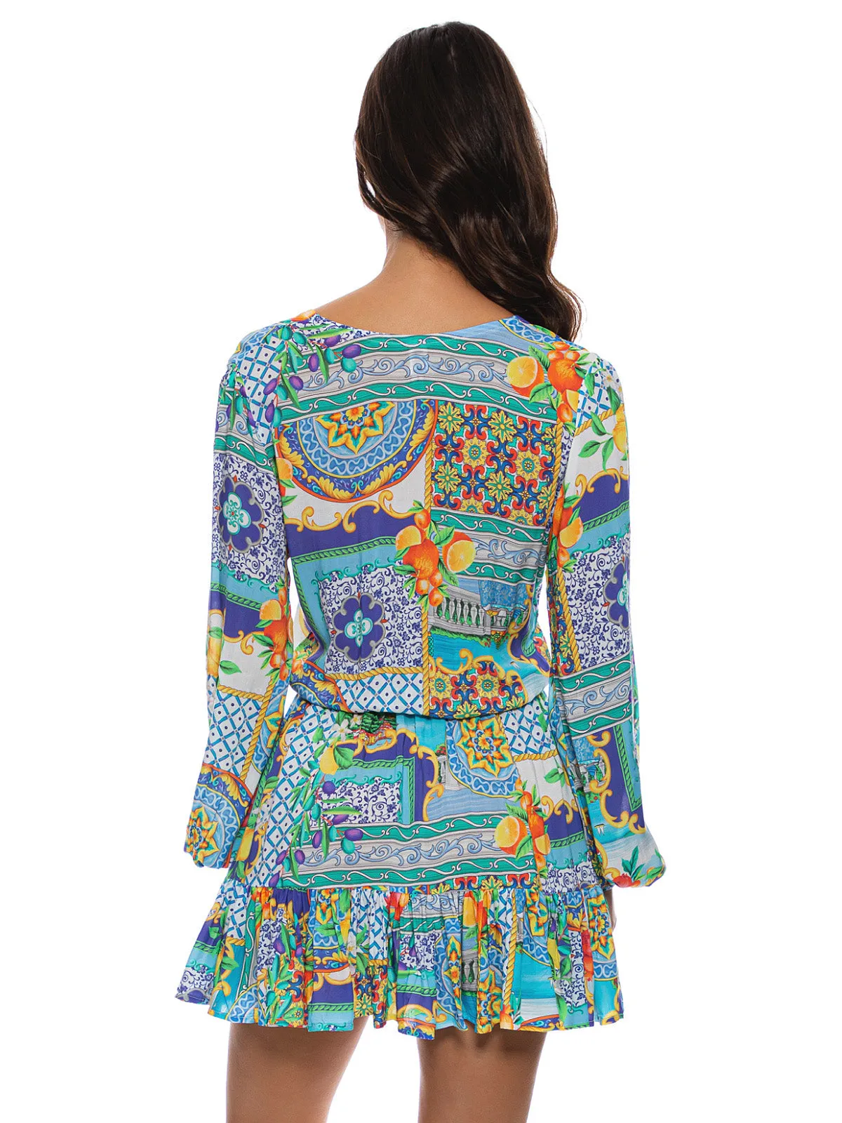 Deep V Frill Hem Dress ::RET