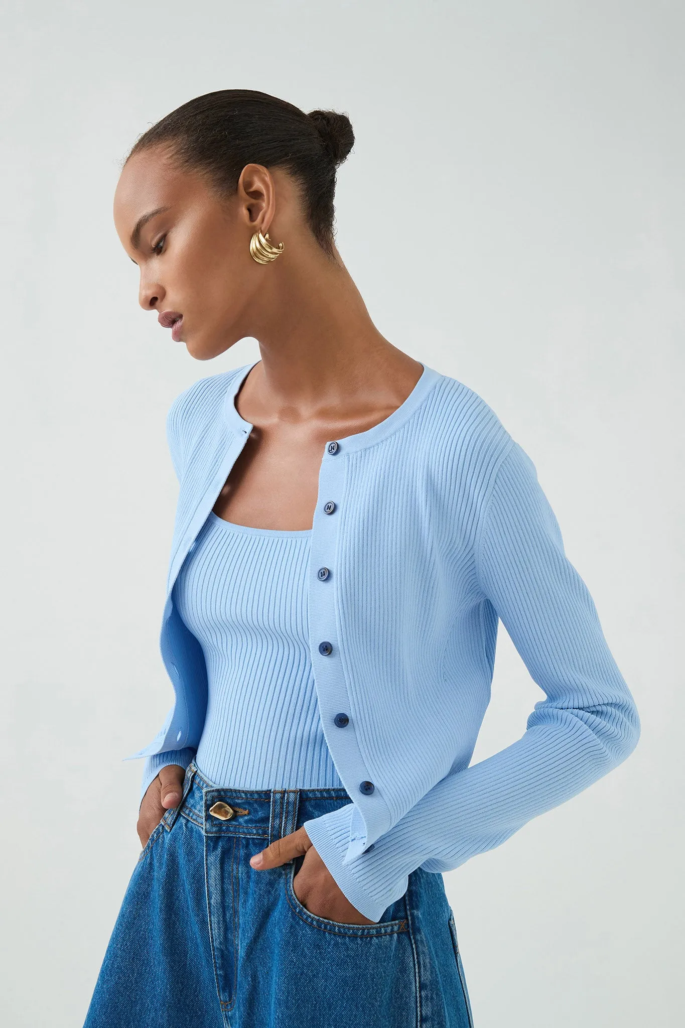 Deia Cropped Knit Cardigan