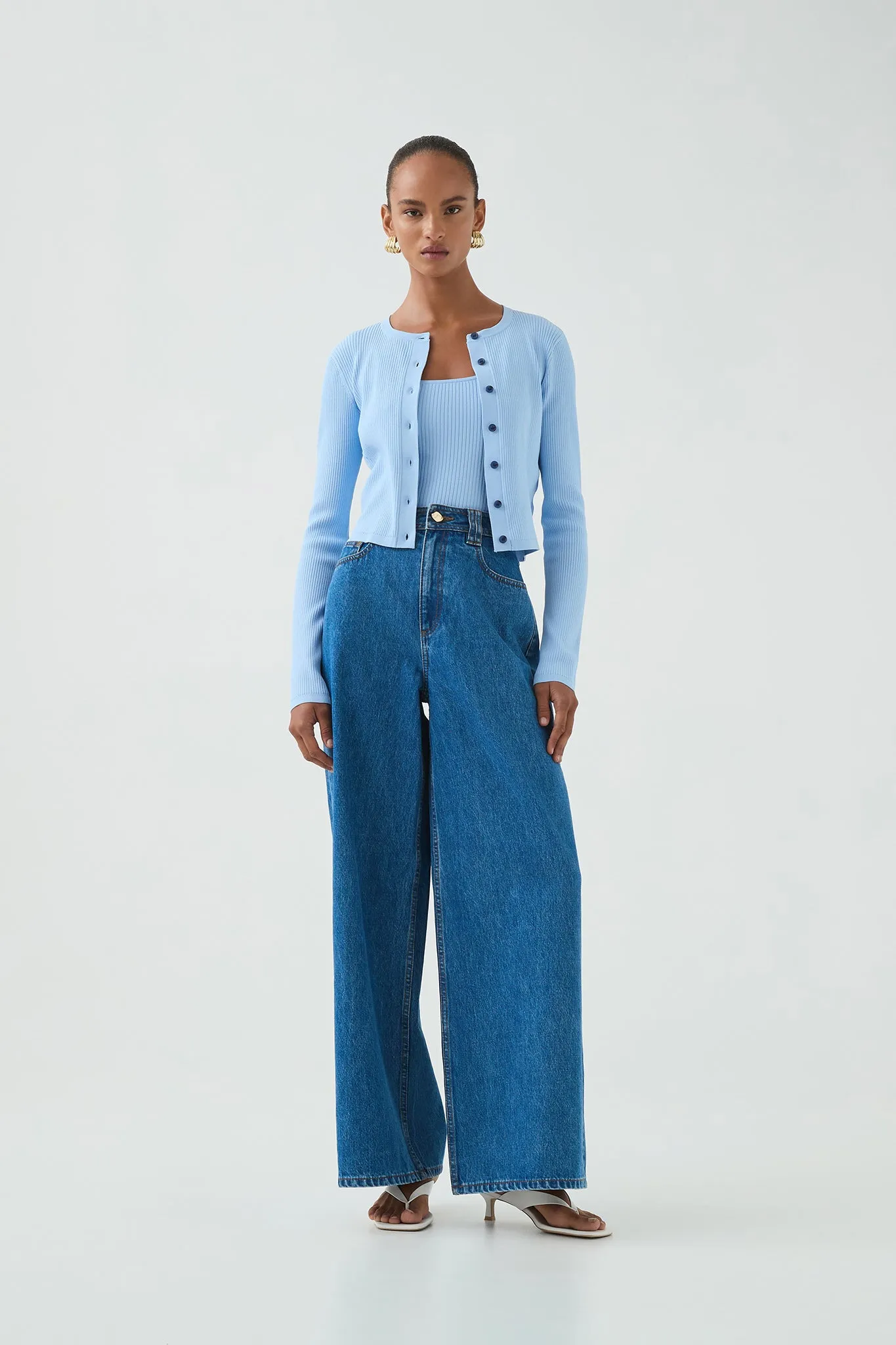 Deia Cropped Knit Cardigan
