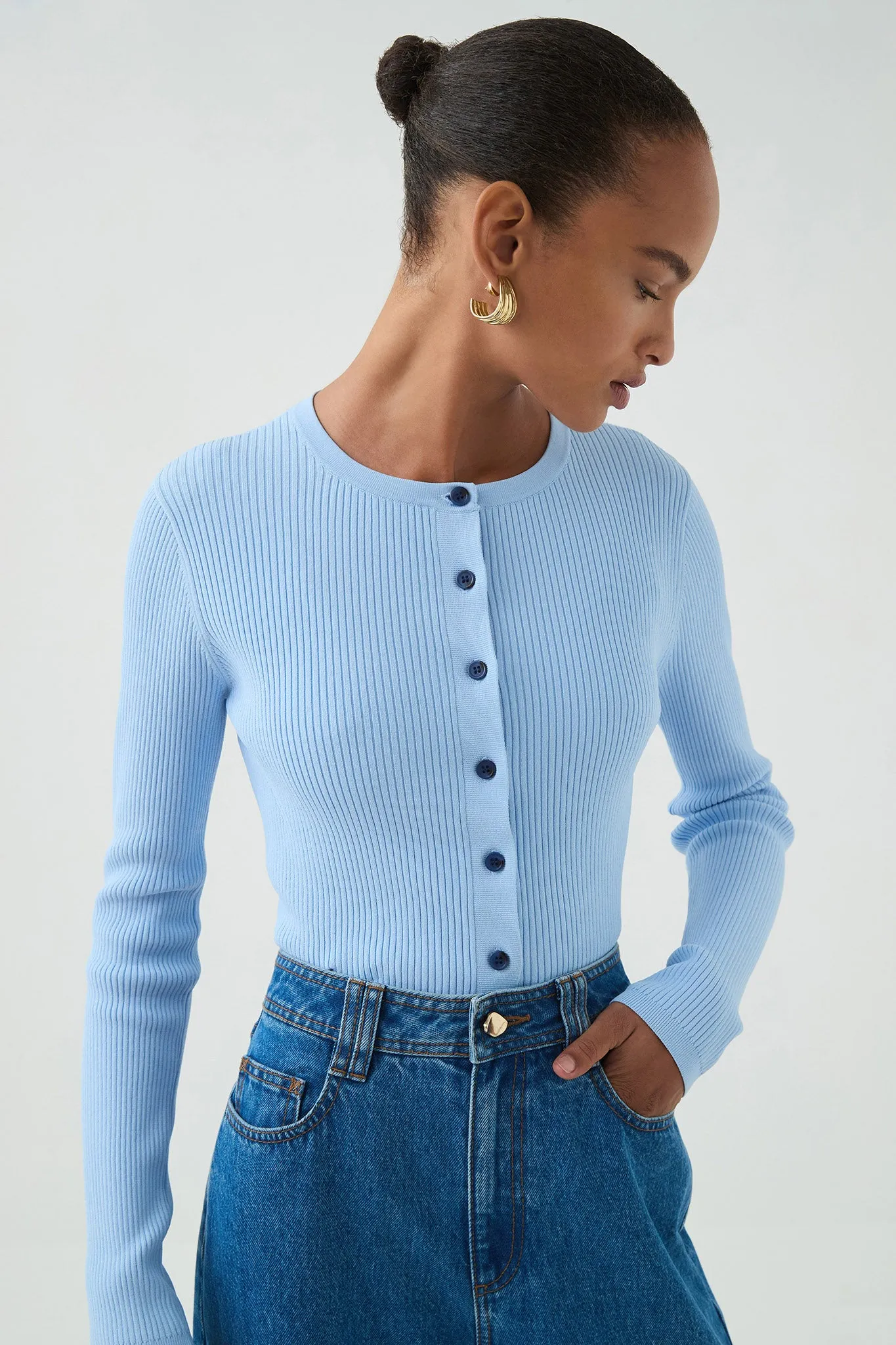Deia Cropped Knit Cardigan