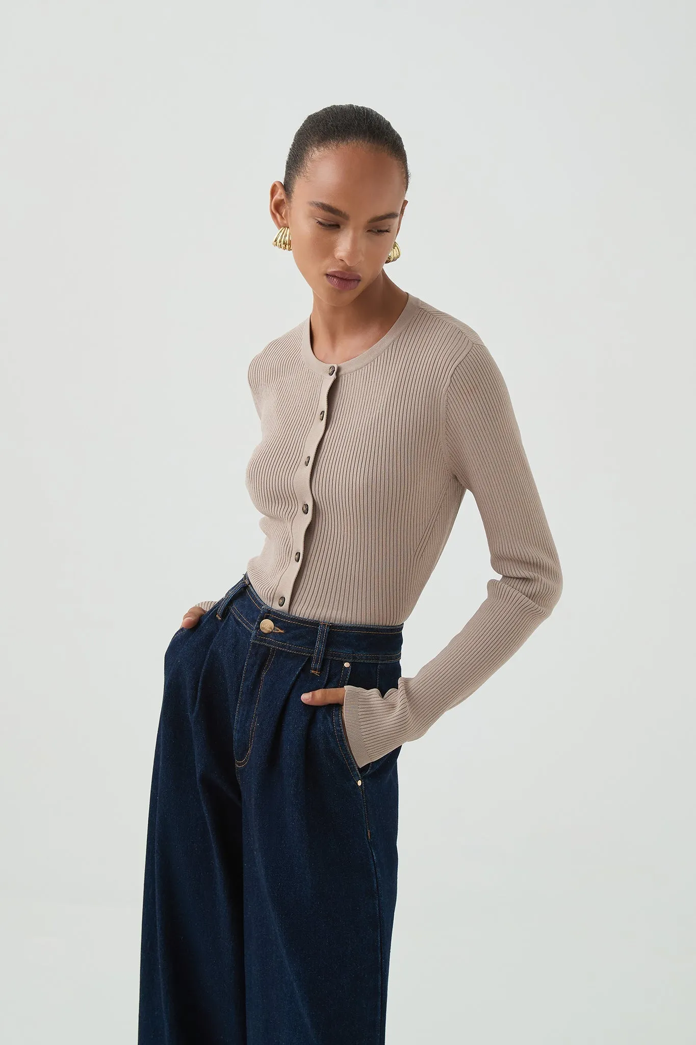 Deia Cropped Knit Cardigan