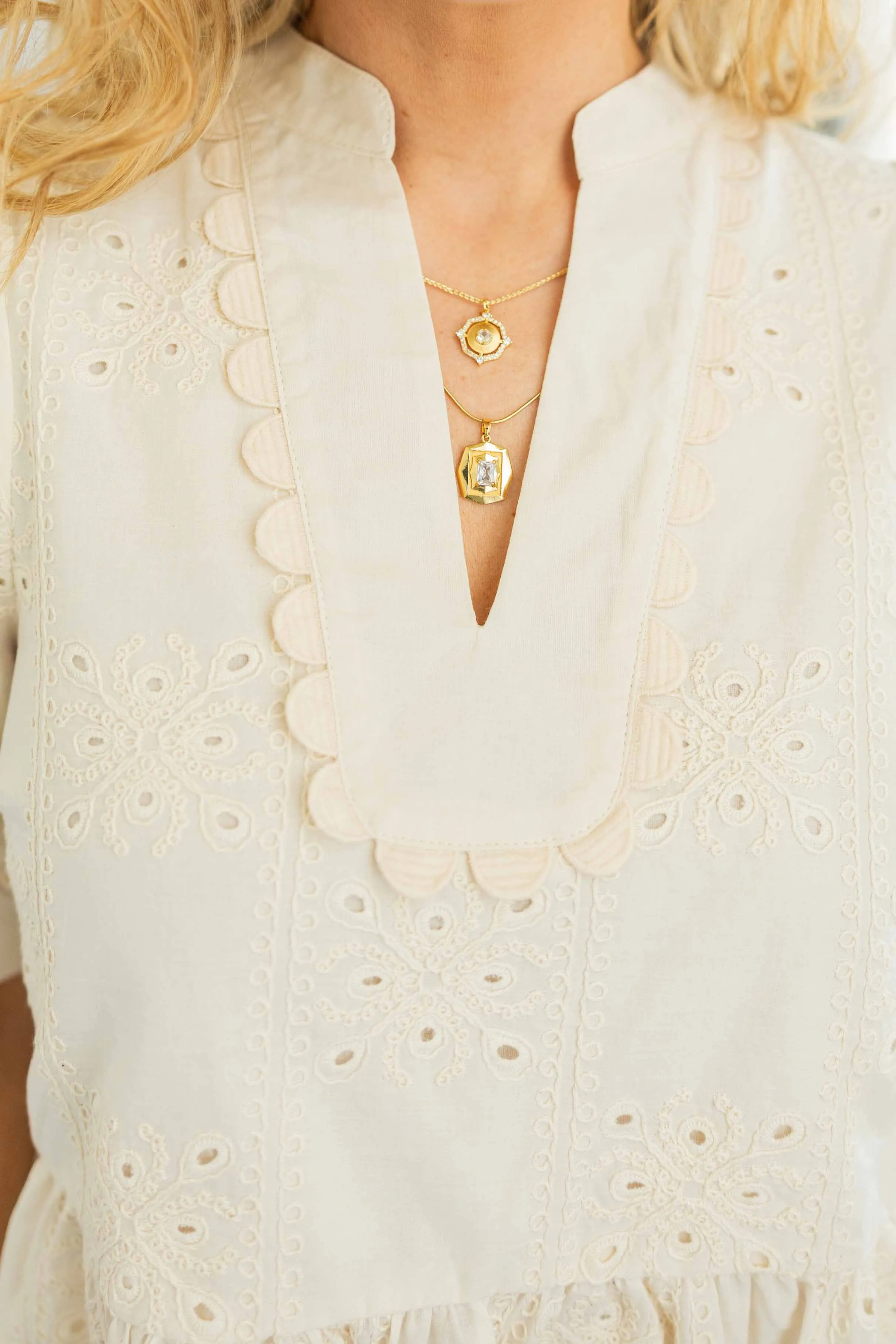 DELILAH EYELET PEPLUM TOP