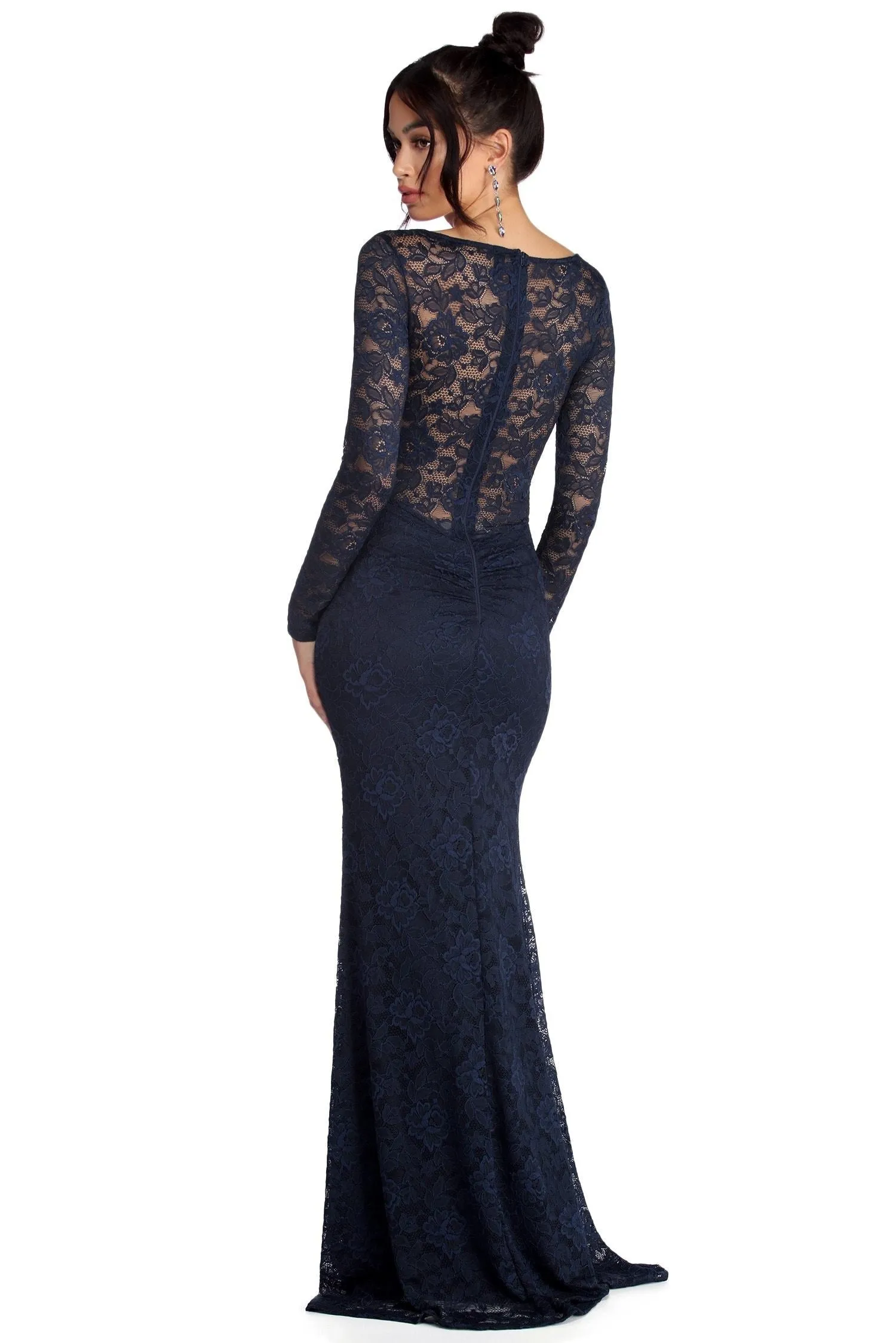 Delilah Illusion Stylish Lace Formal Dress