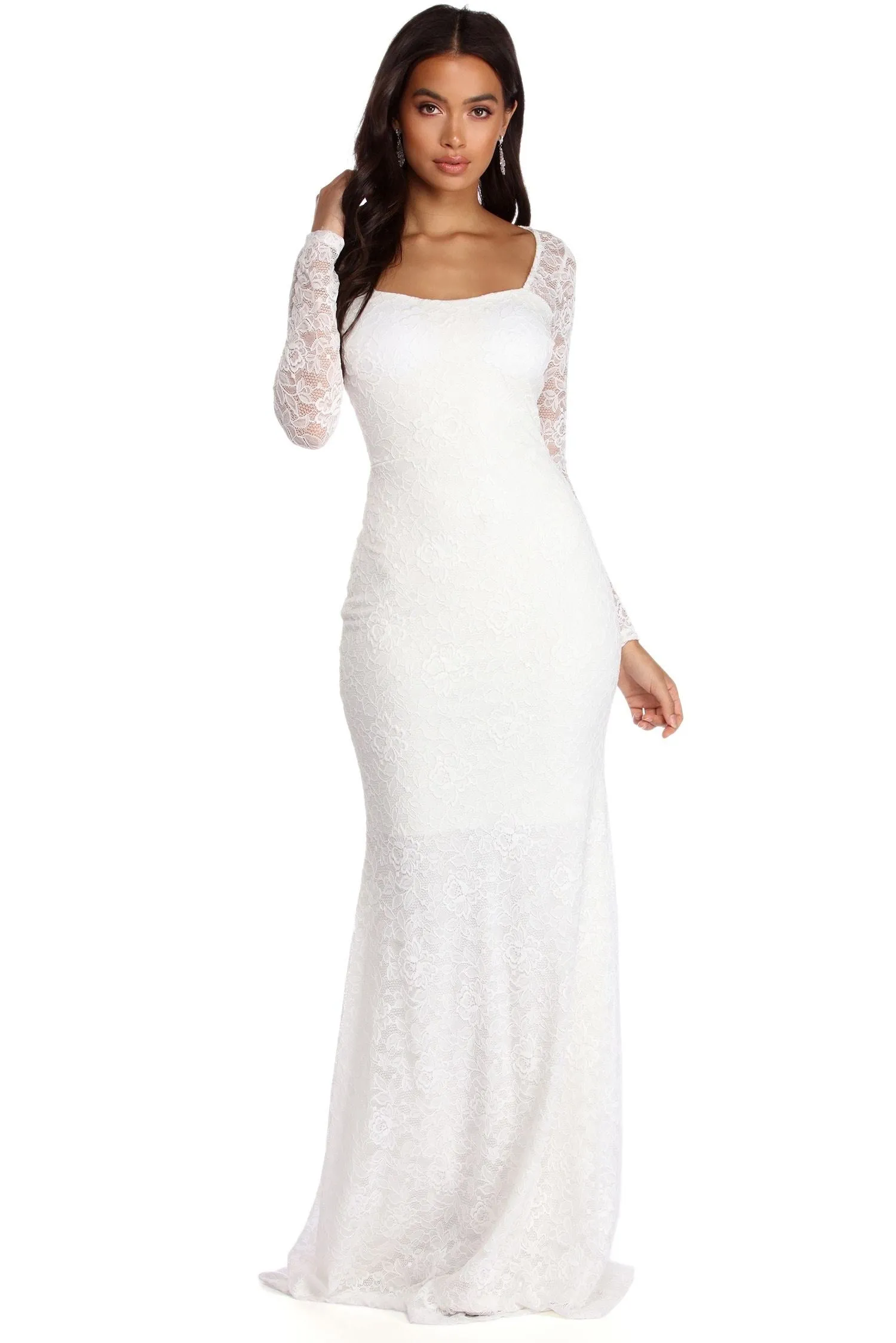 Delilah Illusion Stylish Lace Formal Dress