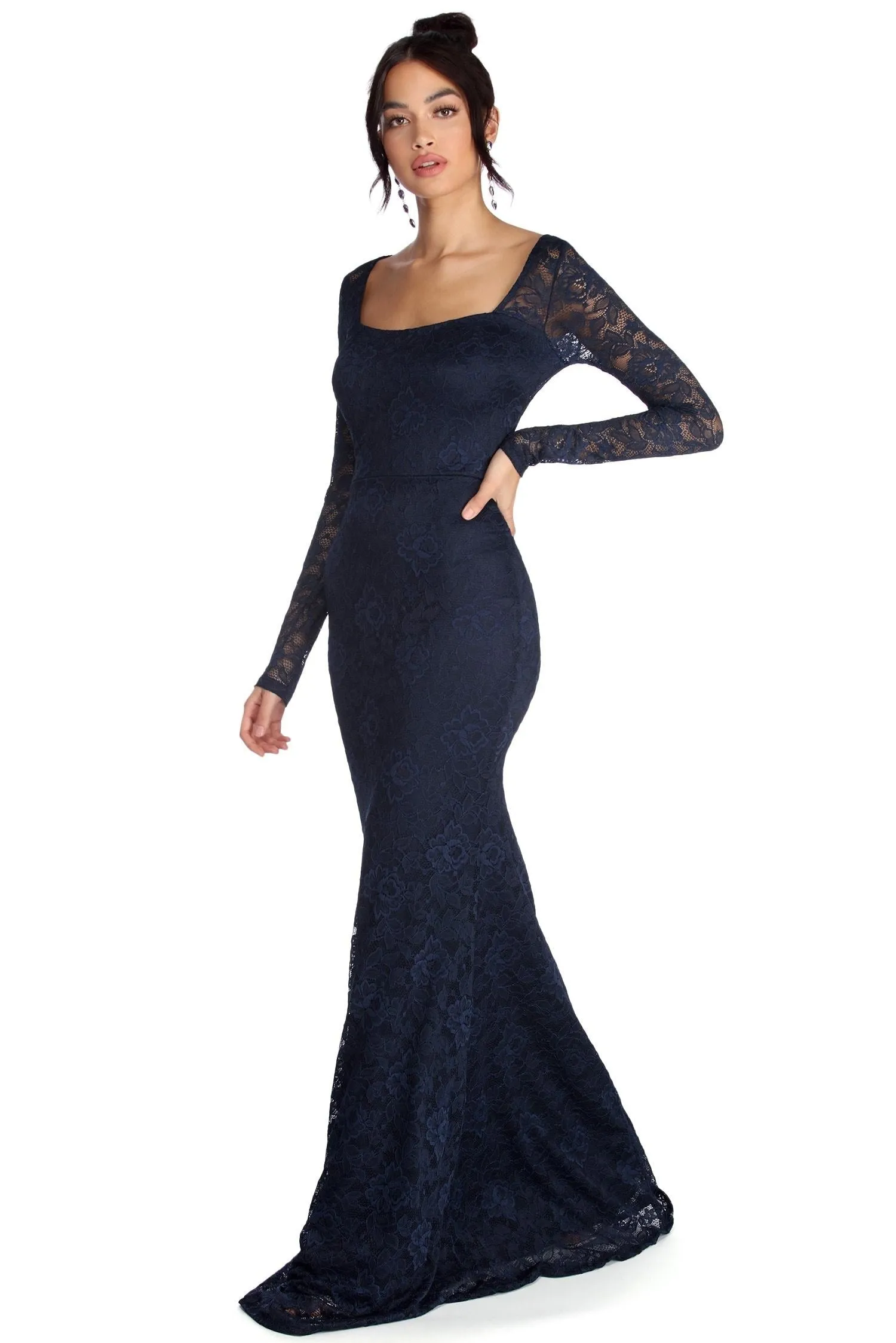 Delilah Illusion Stylish Lace Formal Dress