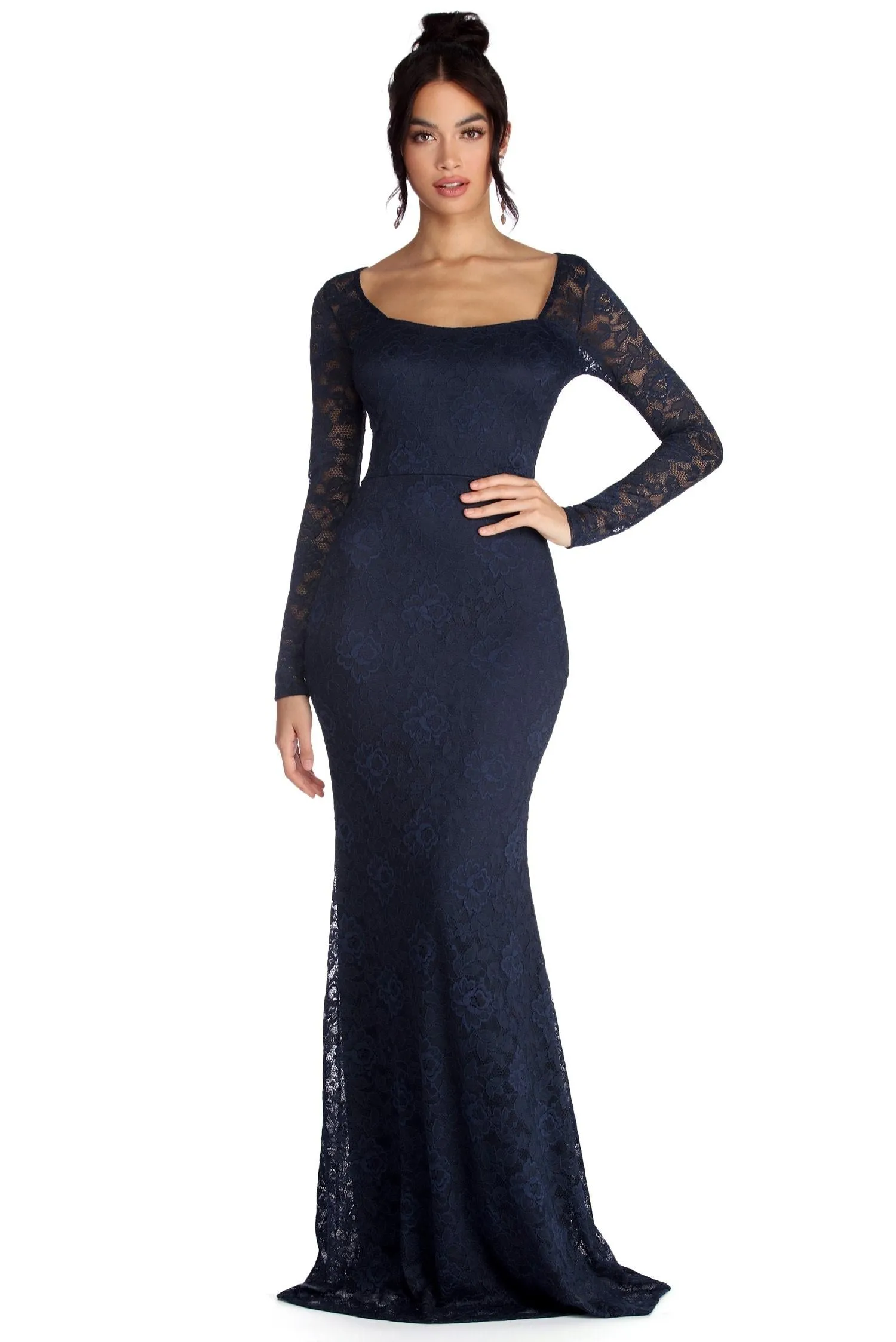 Delilah Illusion Stylish Lace Formal Dress