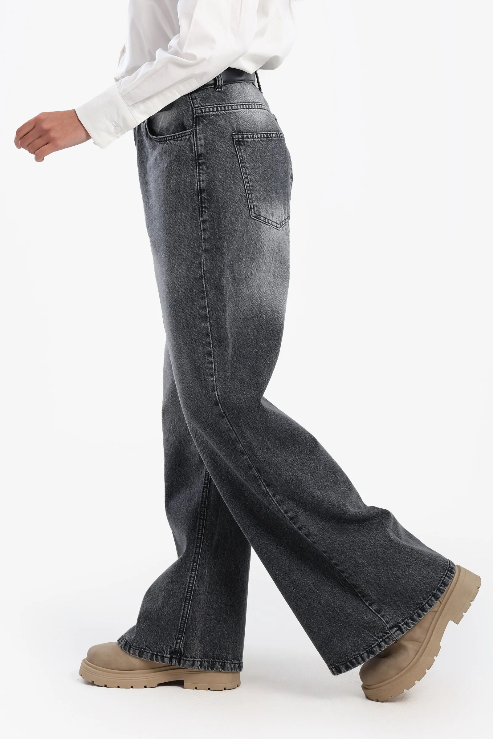 Denim Pants with Button Closure