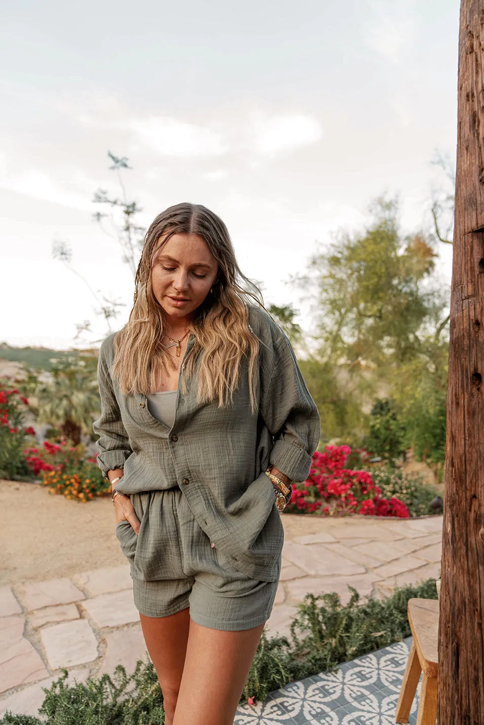 Desert Gauze Button Down