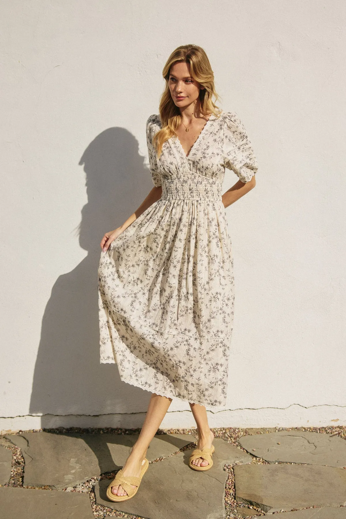 Devan Bubble Sleeve Midi Dress