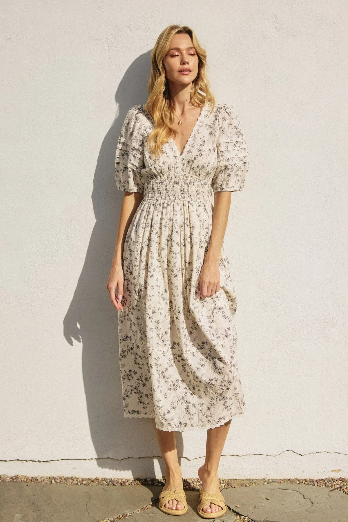 Devan Bubble Sleeve Midi Dress