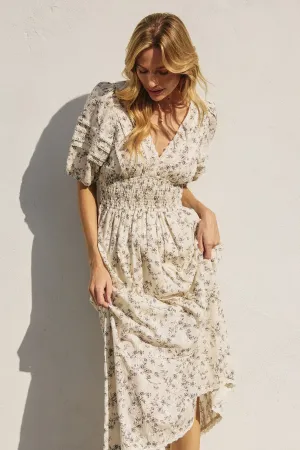 Devan Bubble Sleeve Midi Dress