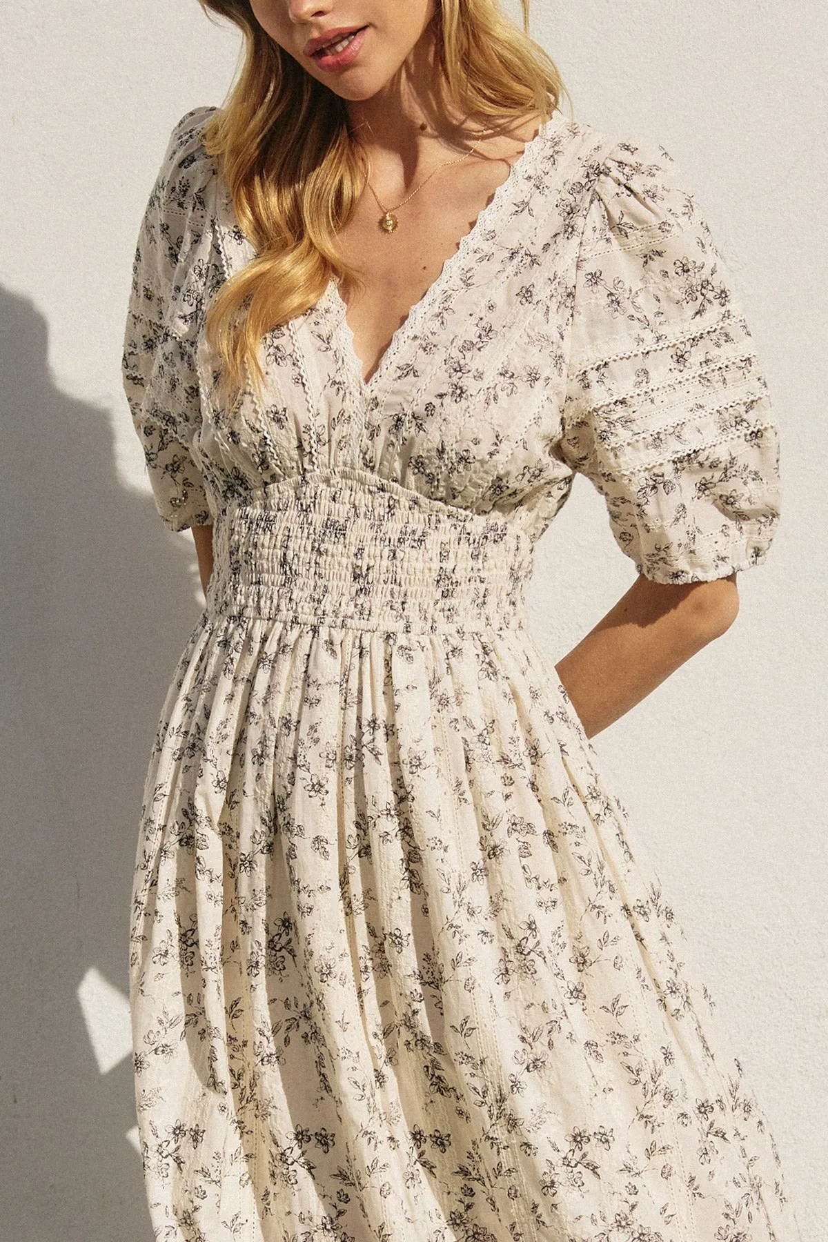 Devan Bubble Sleeve Midi Dress