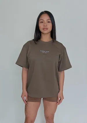 Devoted- Oversized Tee in Mud Brown