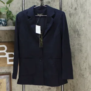 DG2 by Diane Gilman Women's Classic Ponte Blazer Jacket Navy Medium