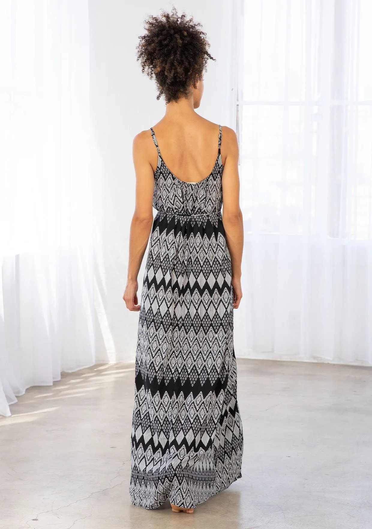 Diamond Print Maxi Dress