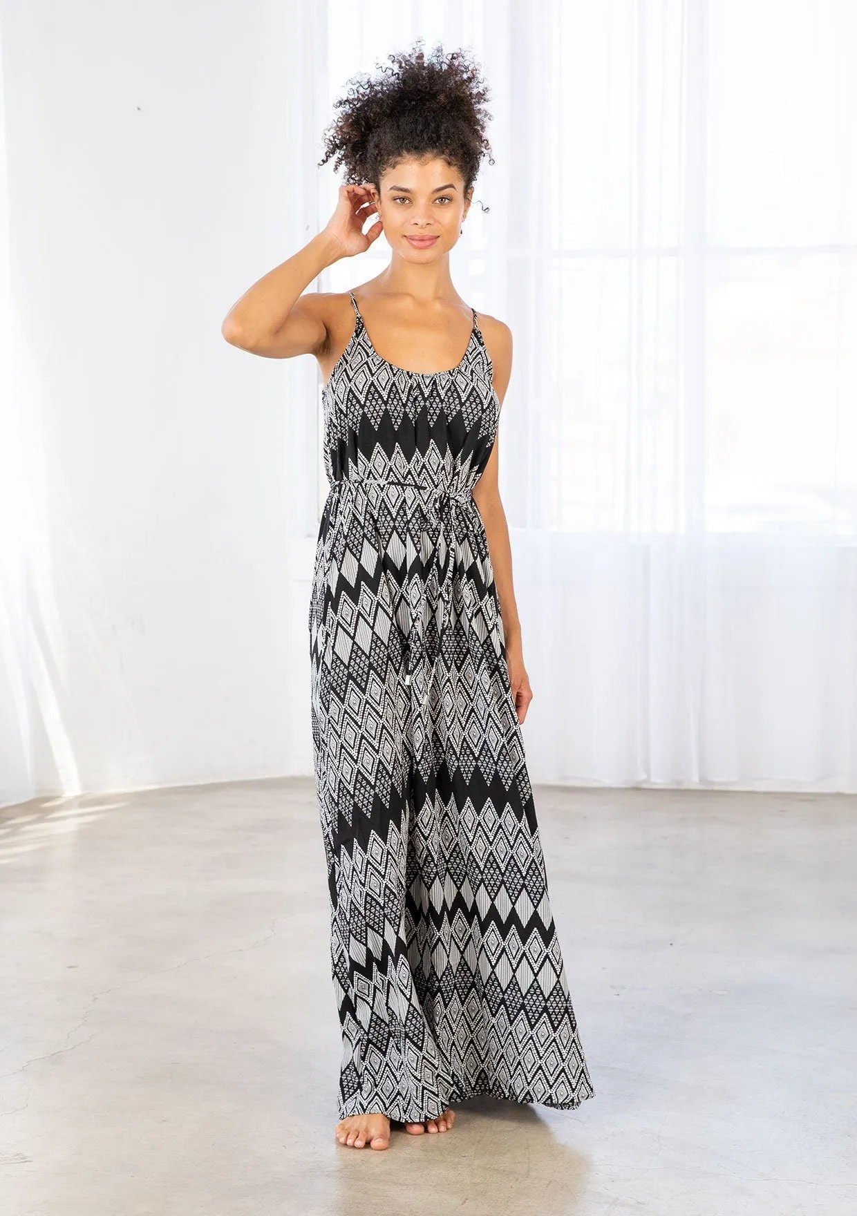 Diamond Print Maxi Dress