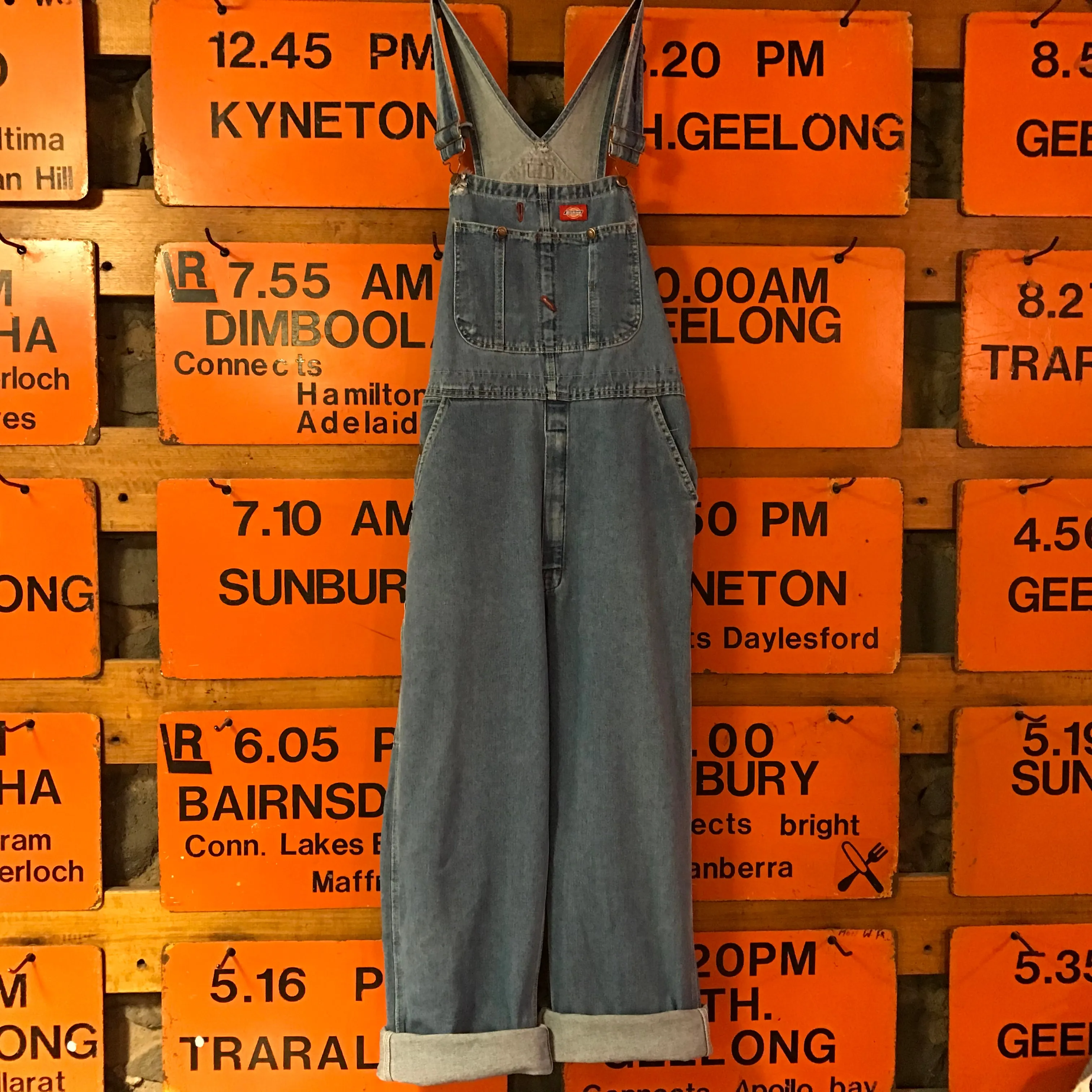 Dickies Workwear Denim 90’s Vintage Mens Blue Denim Long Overalls
