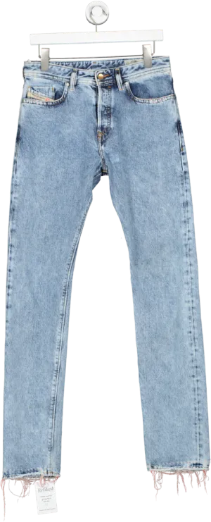 Diesel Blue Distressed Hem Button Fly  Slim Tailored Buster Jean W28