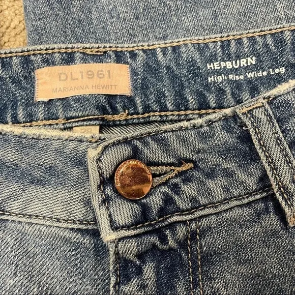 DL1961 Marianna Hewitt Hepburn High Rise Wide Leg Jean size 28 Baggy Relaxed Fit