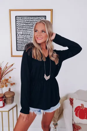 Down To Business Long Sleeve Top - Black
