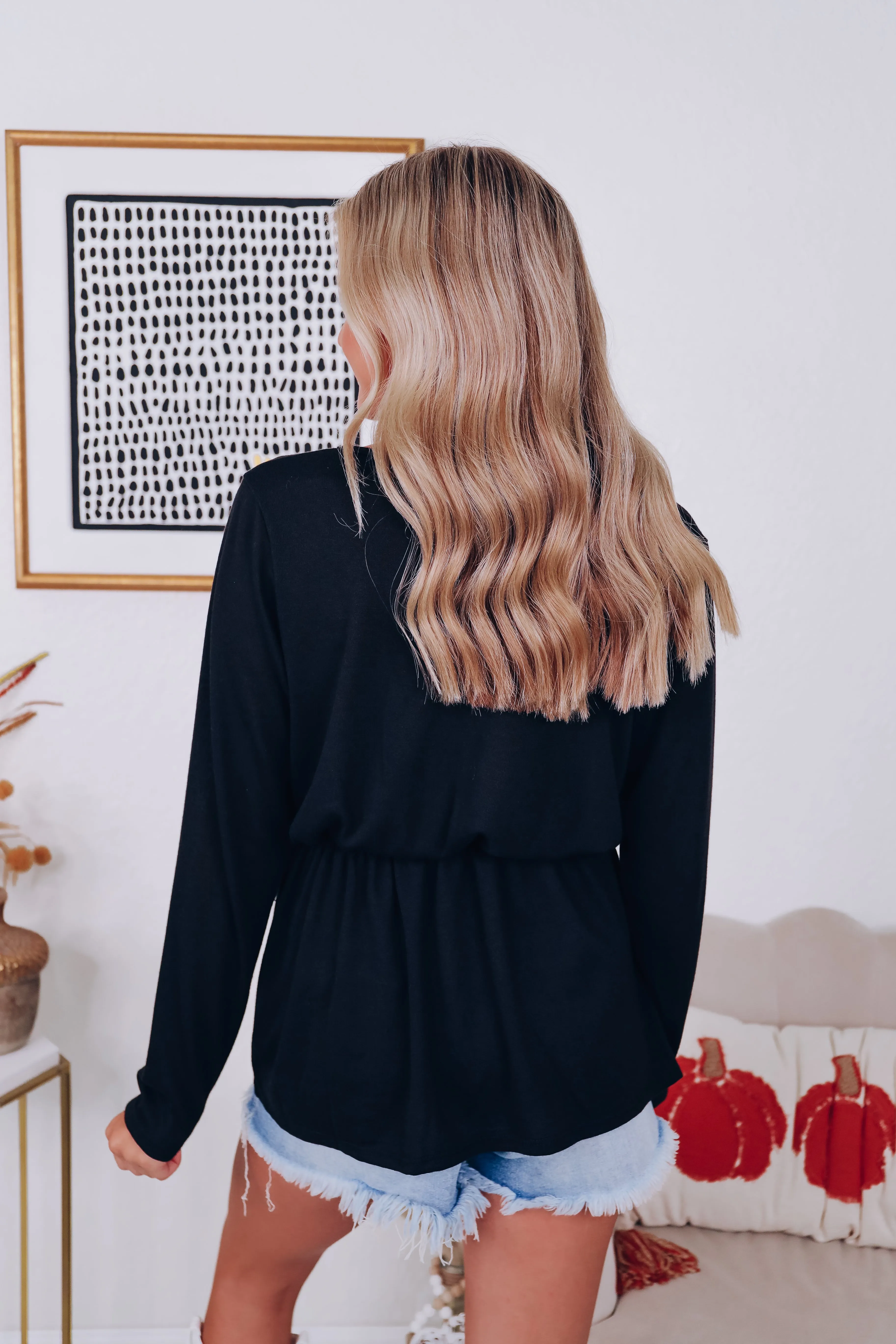 Down To Business Long Sleeve Top - Black
