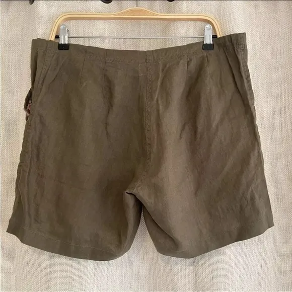 DRIFTWOOD Trevor Shorts Women Medium Green Hippie Boho Floral Linen Free People