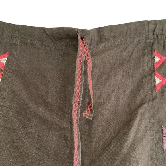 DRIFTWOOD Trevor Shorts Women Medium Green Hippie Boho Floral Linen Free People