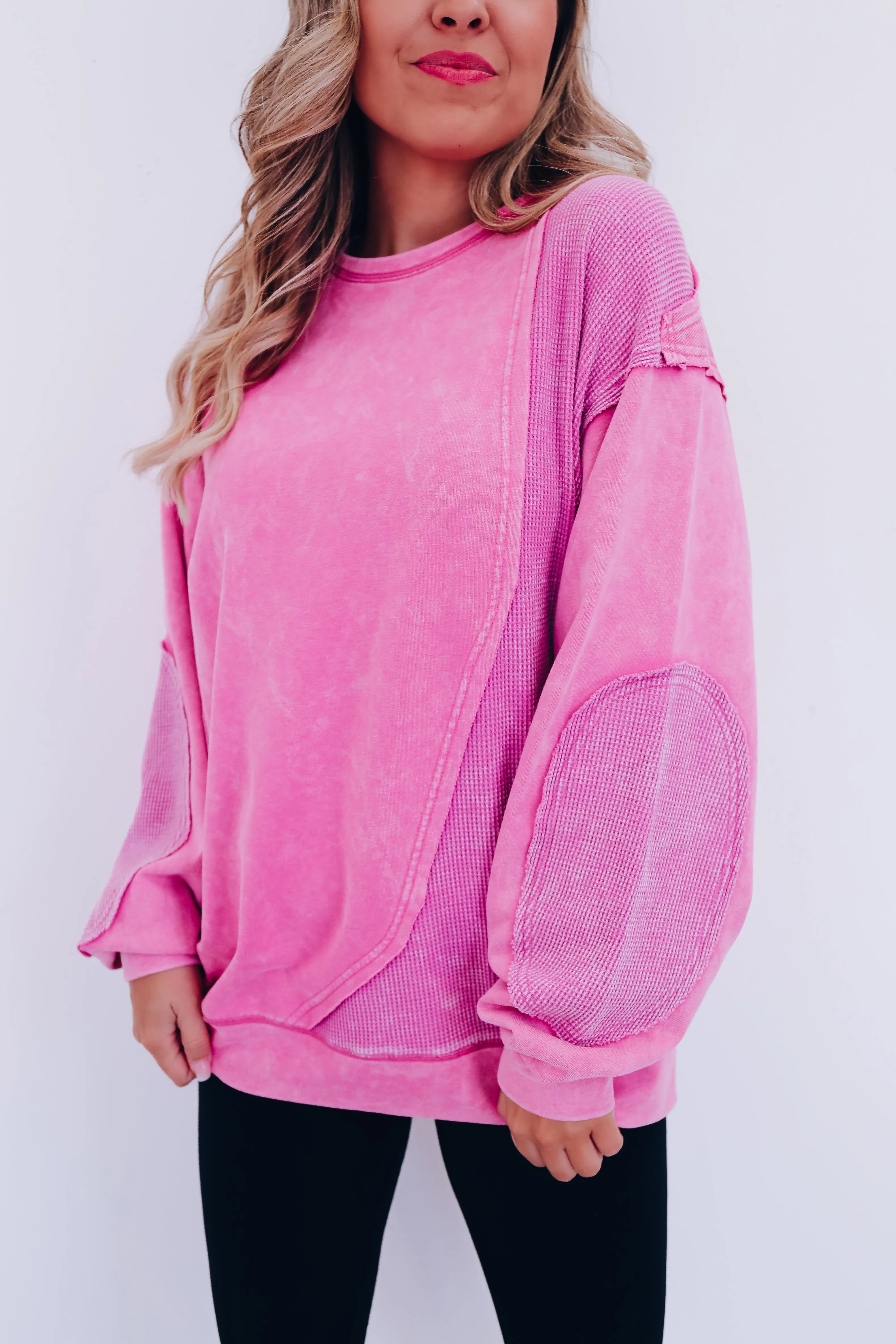 Eddie Vintage Patch Mineral Wash Top - Berry