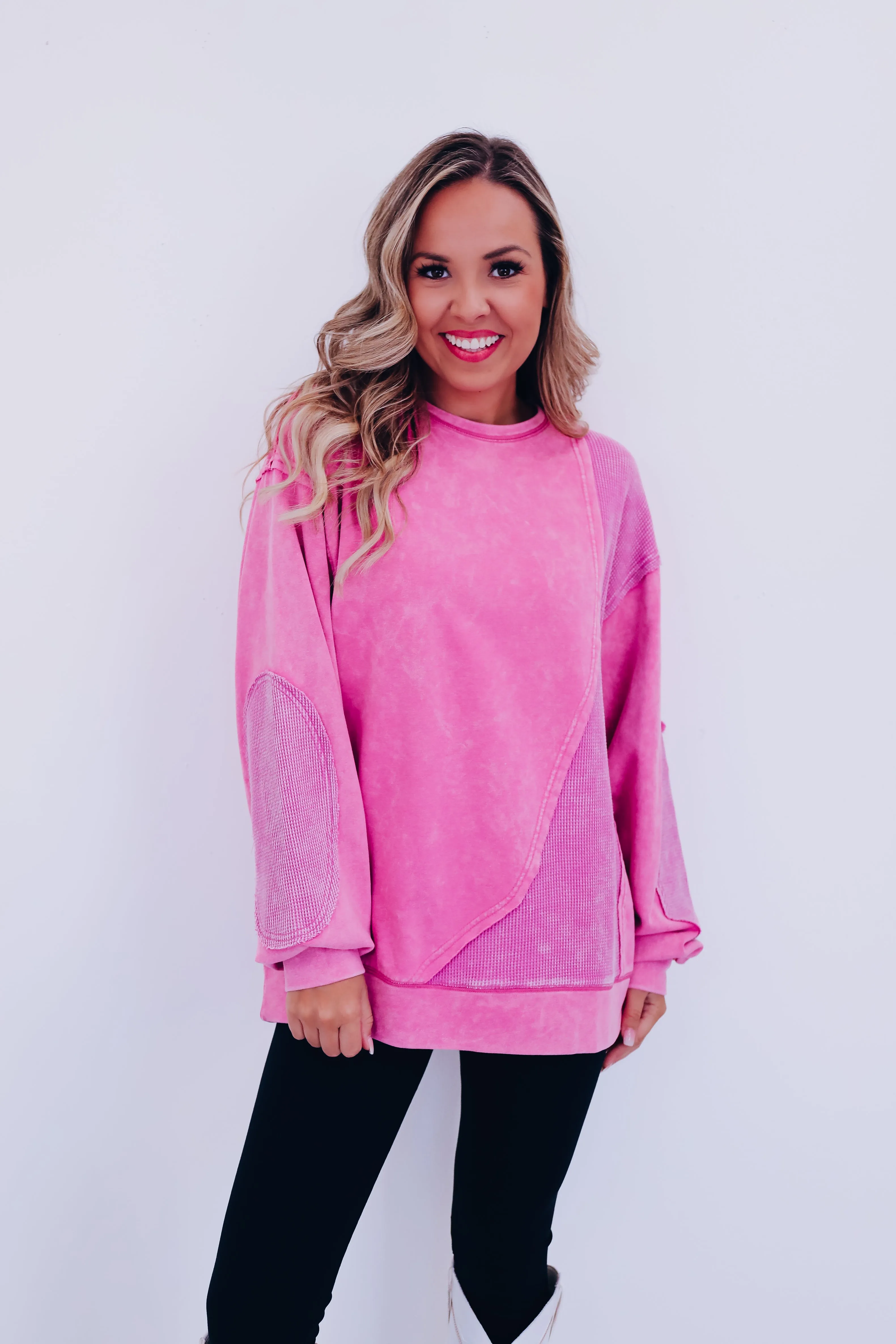 Eddie Vintage Patch Mineral Wash Top - Berry