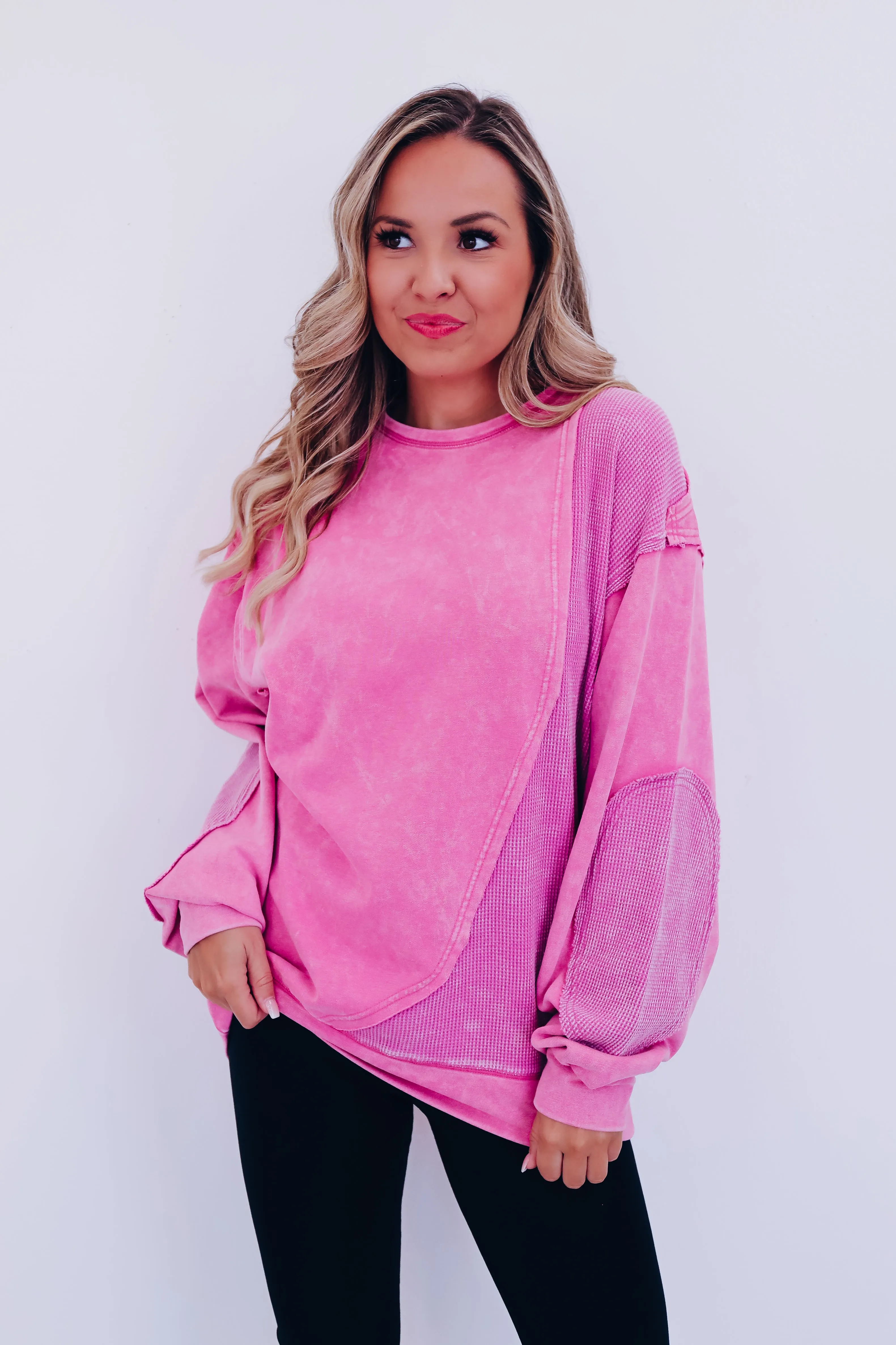 Eddie Vintage Patch Mineral Wash Top - Berry