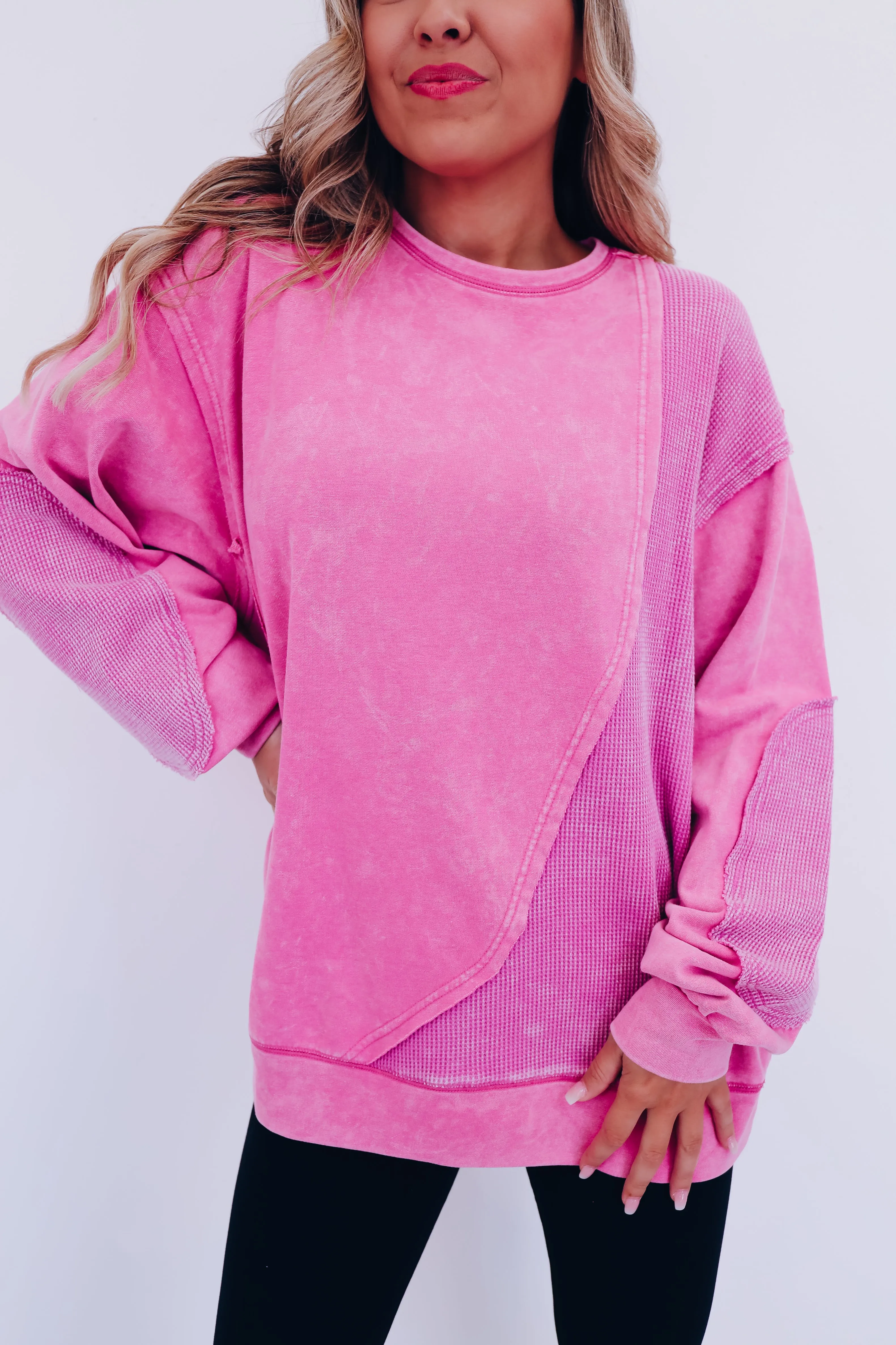 Eddie Vintage Patch Mineral Wash Top - Berry