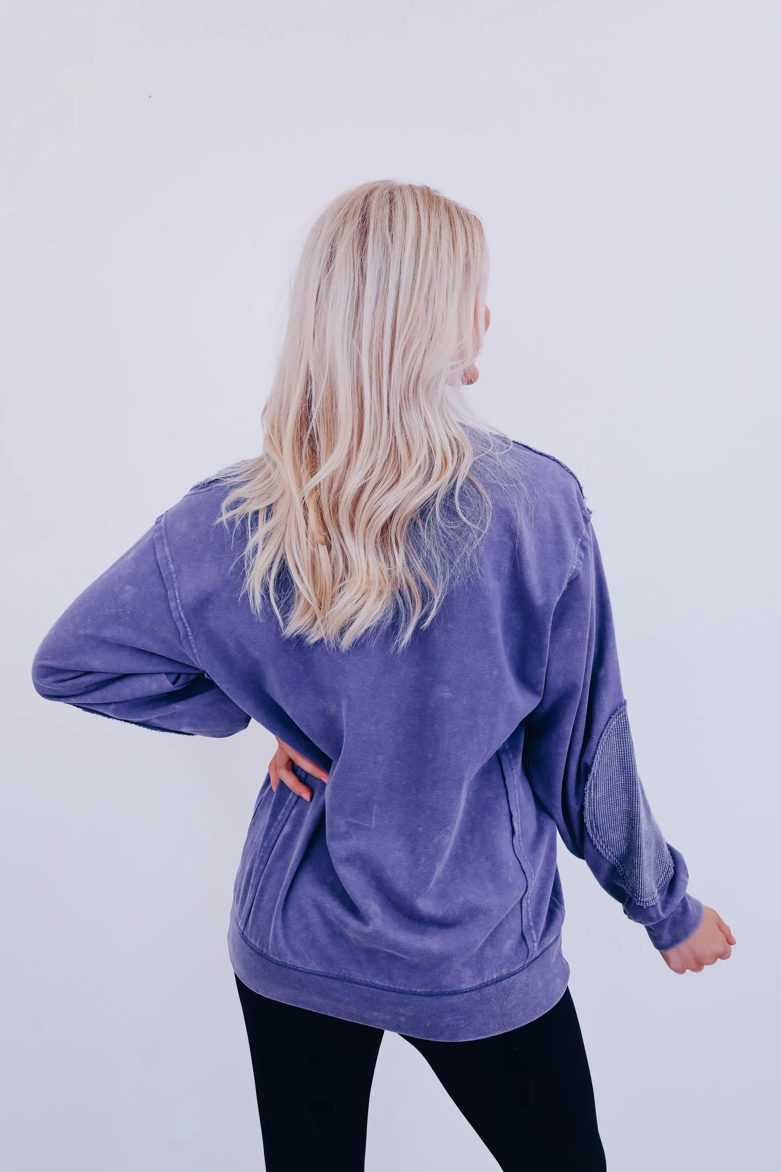 Eddie Vintage Patch Mineral Wash Top - Blue