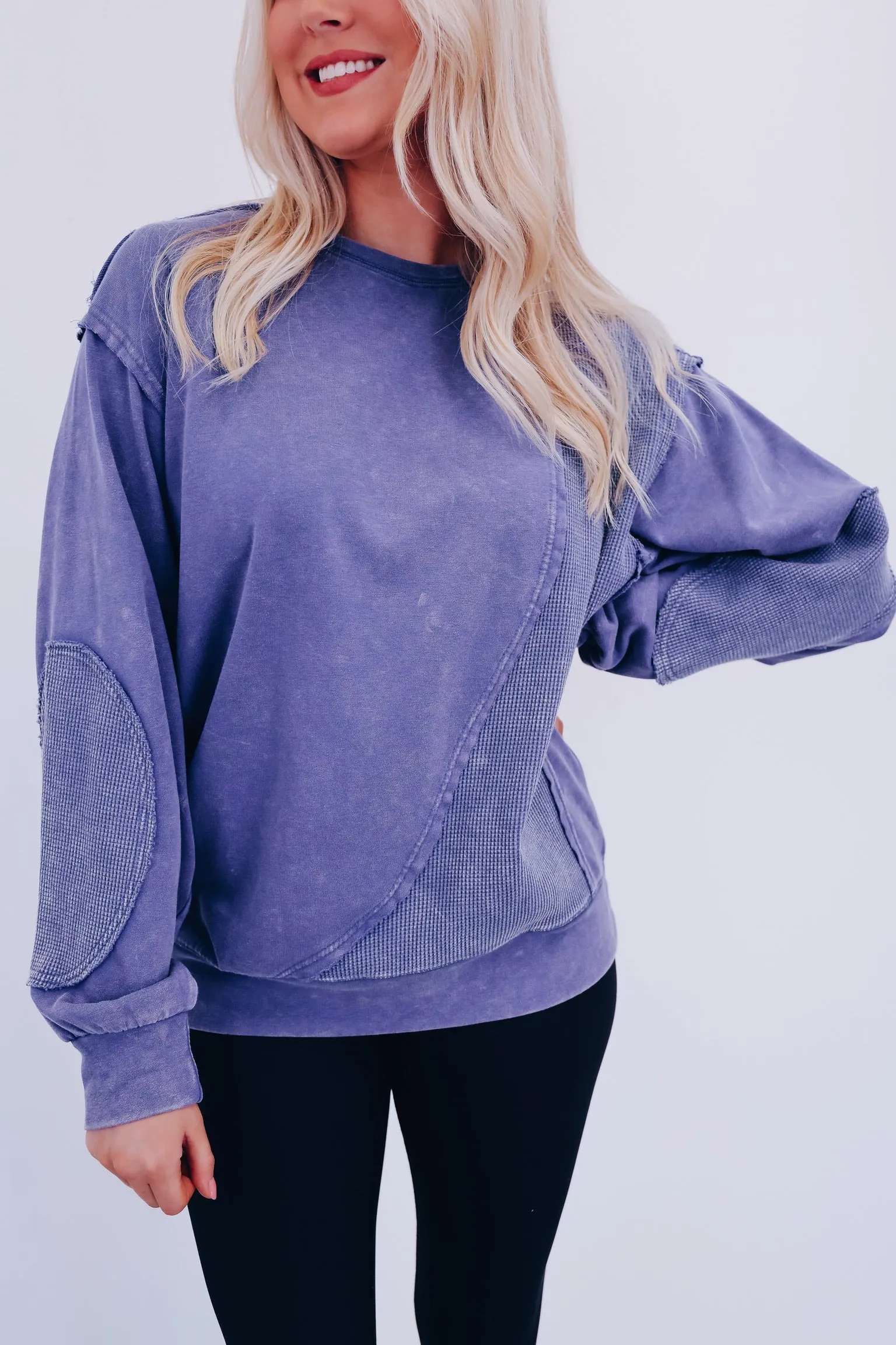 Eddie Vintage Patch Mineral Wash Top - Blue