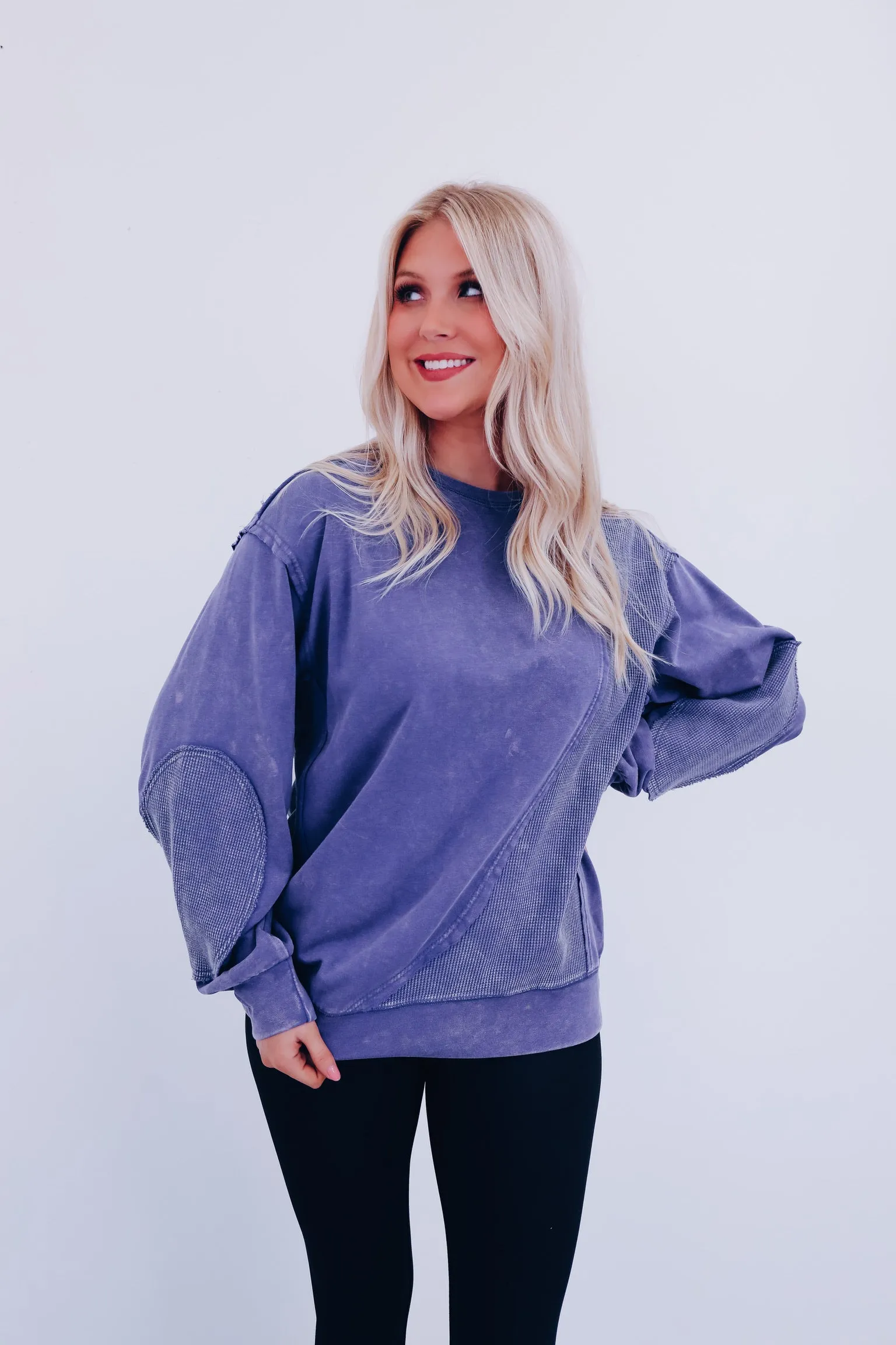 Eddie Vintage Patch Mineral Wash Top - Blue