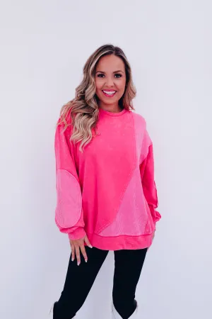 Eddie Vintage Patch Mineral Wash Top - Pink
