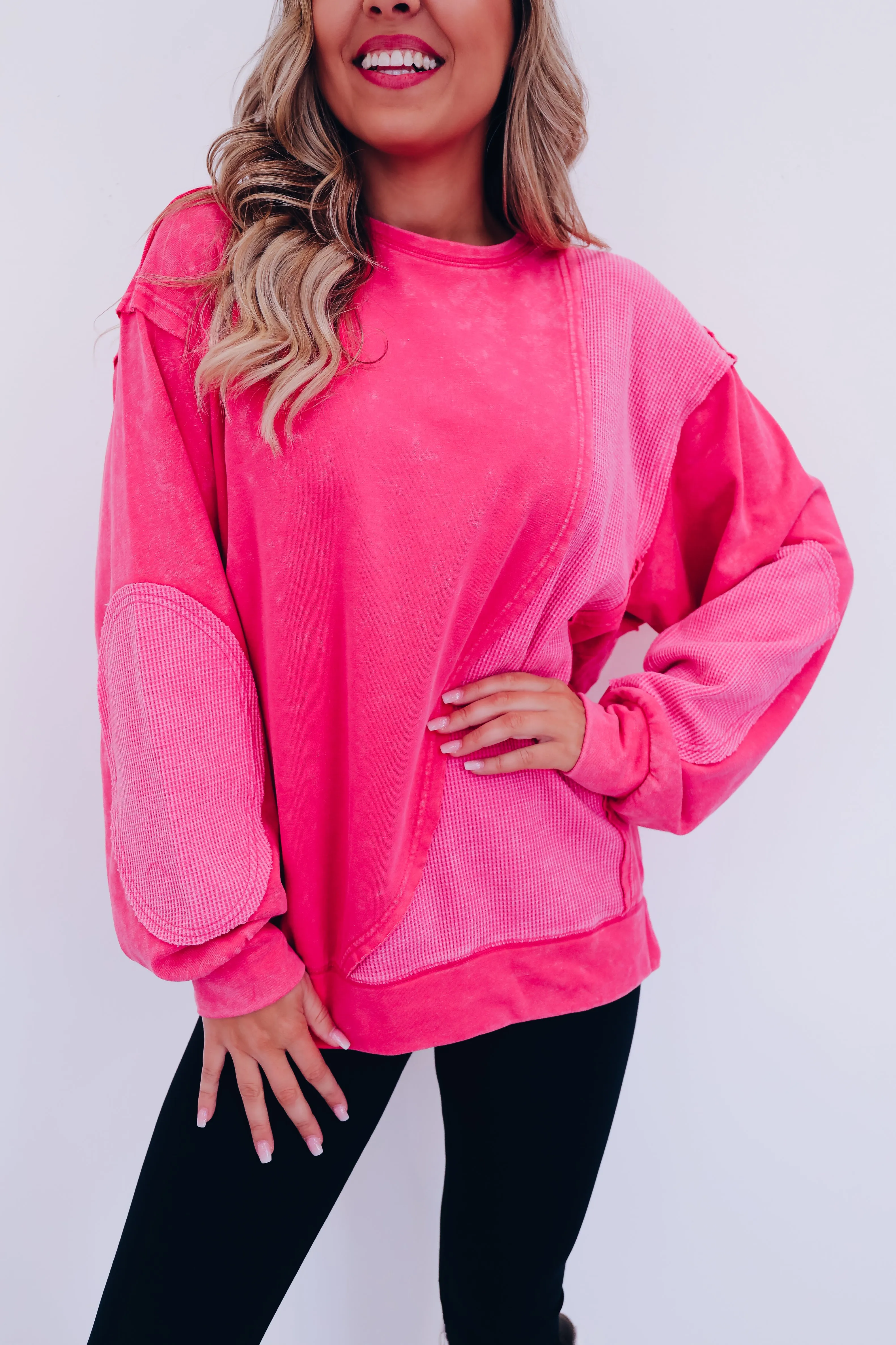 Eddie Vintage Patch Mineral Wash Top - Pink