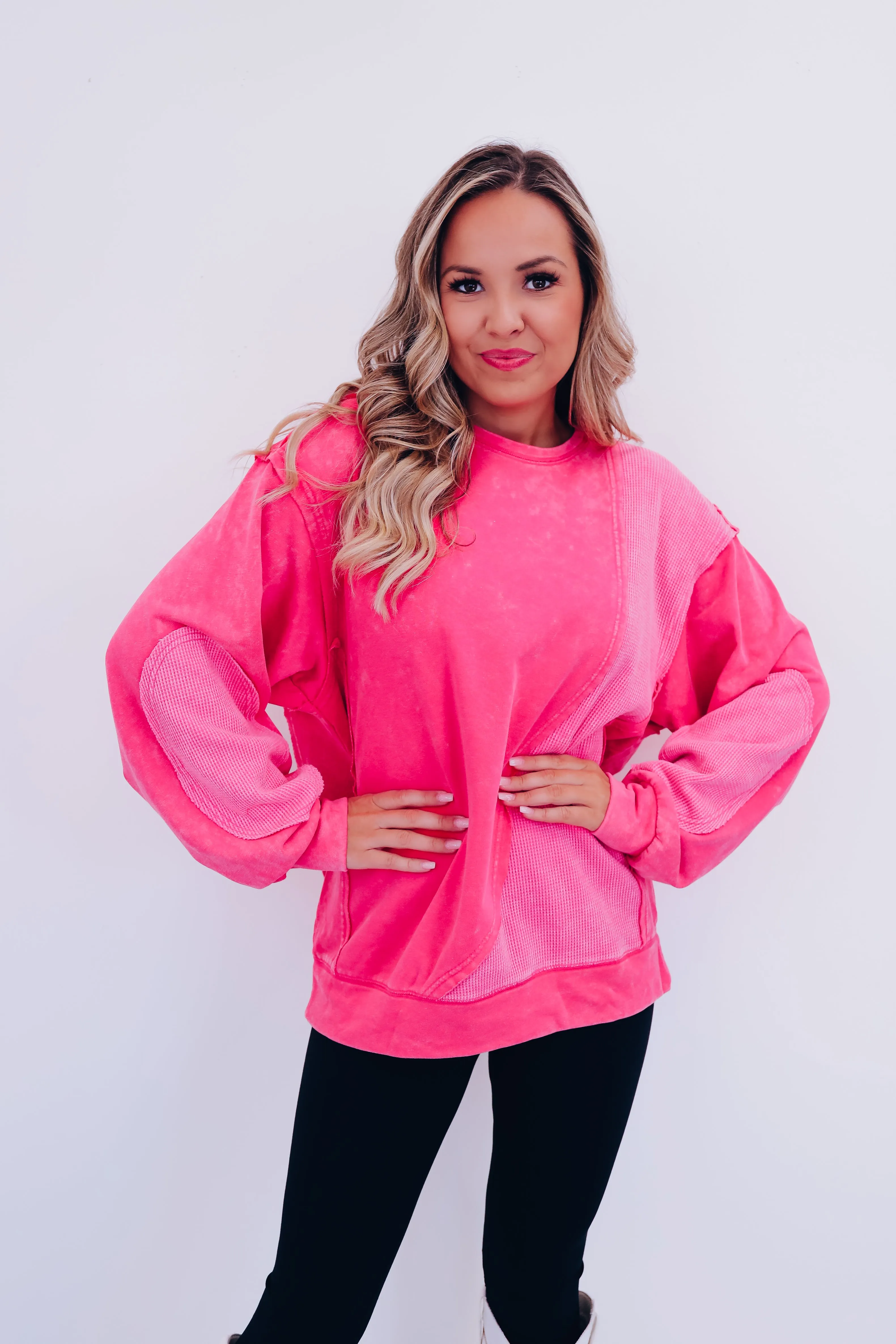 Eddie Vintage Patch Mineral Wash Top - Pink