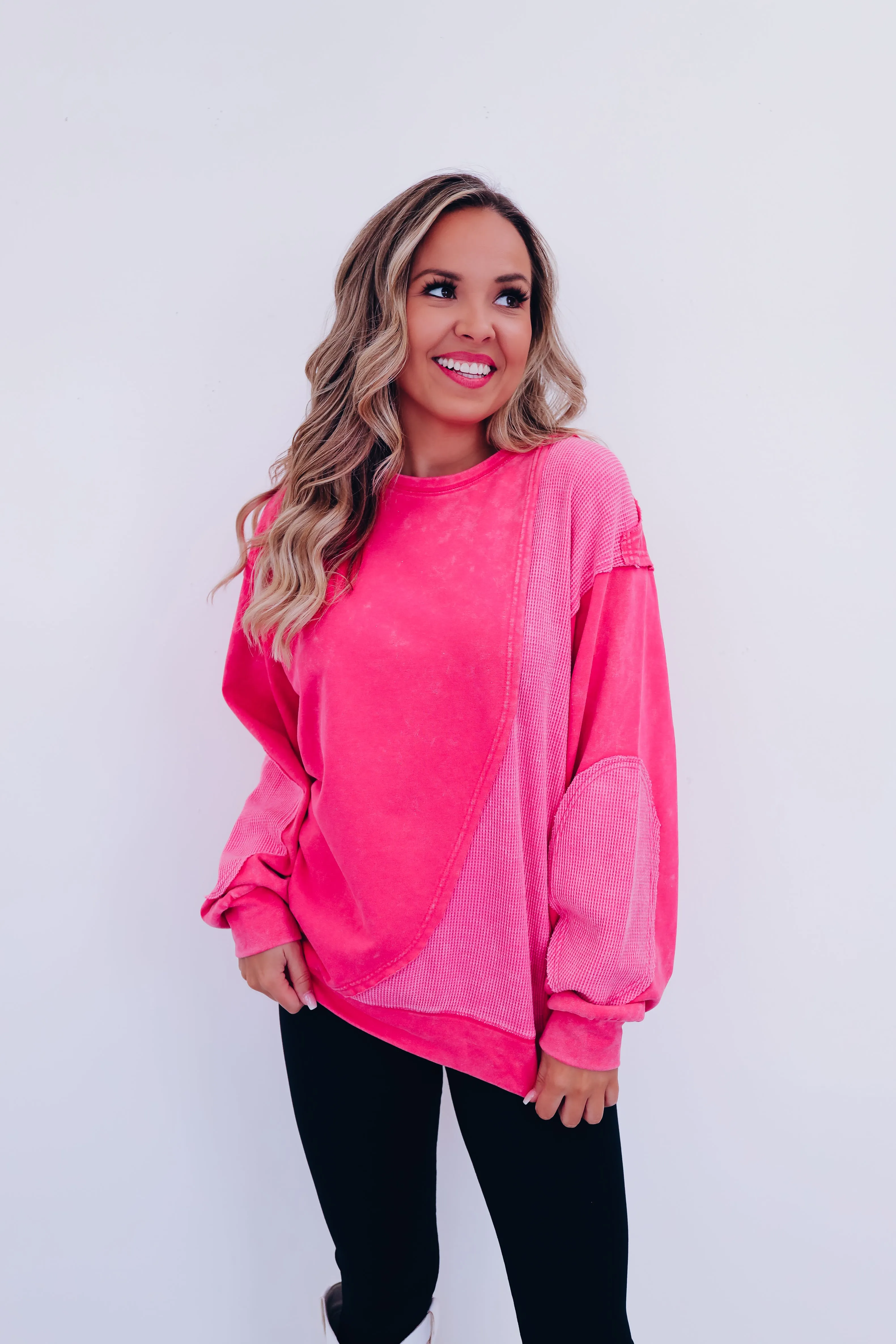 Eddie Vintage Patch Mineral Wash Top - Pink