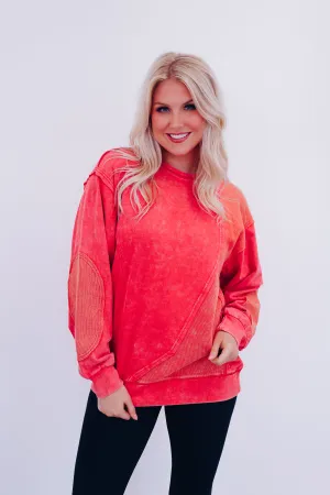 Eddie Vintage Patch Mineral Wash Top - Red