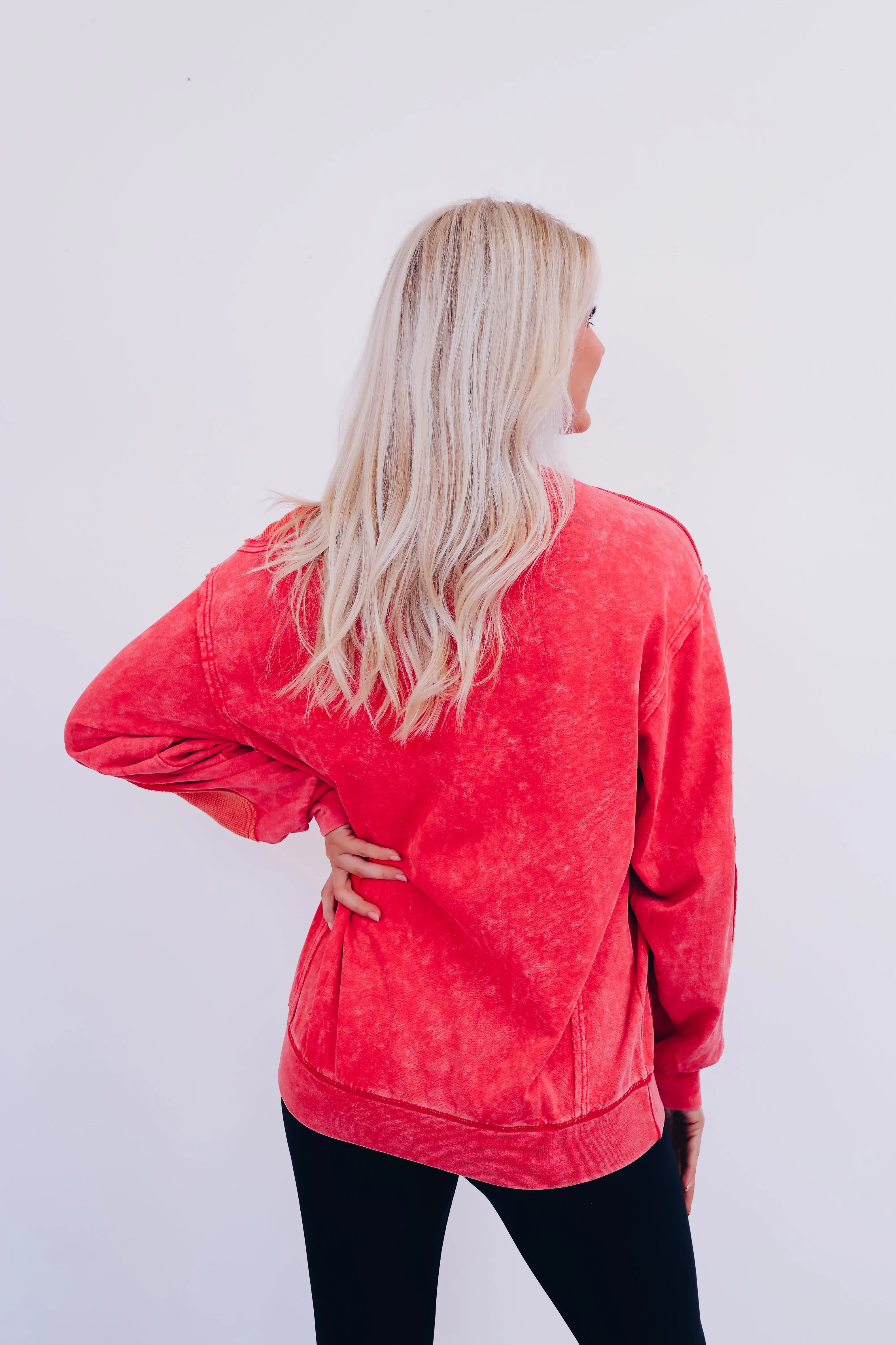 Eddie Vintage Patch Mineral Wash Top - Red