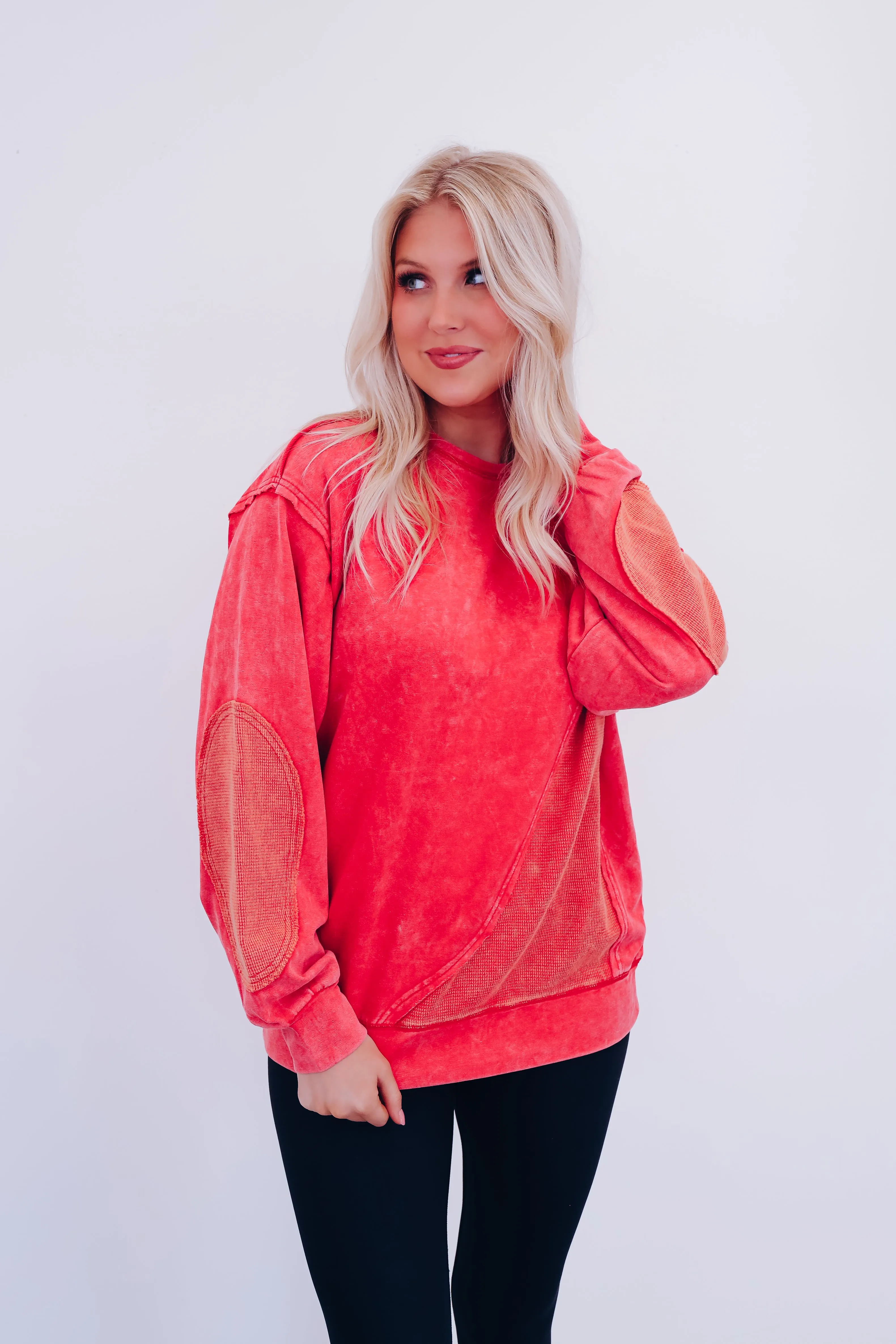 Eddie Vintage Patch Mineral Wash Top - Red