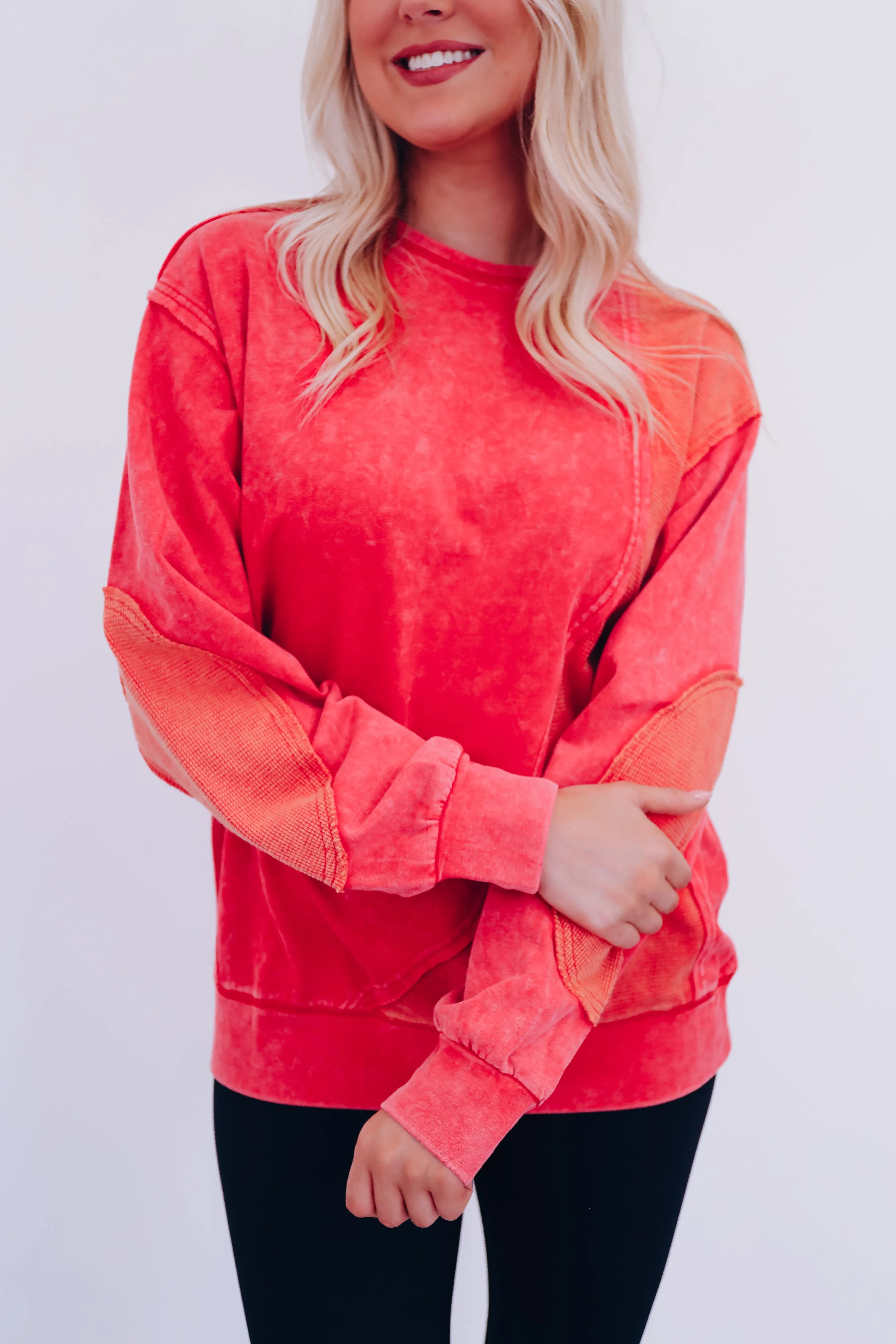 Eddie Vintage Patch Mineral Wash Top - Red