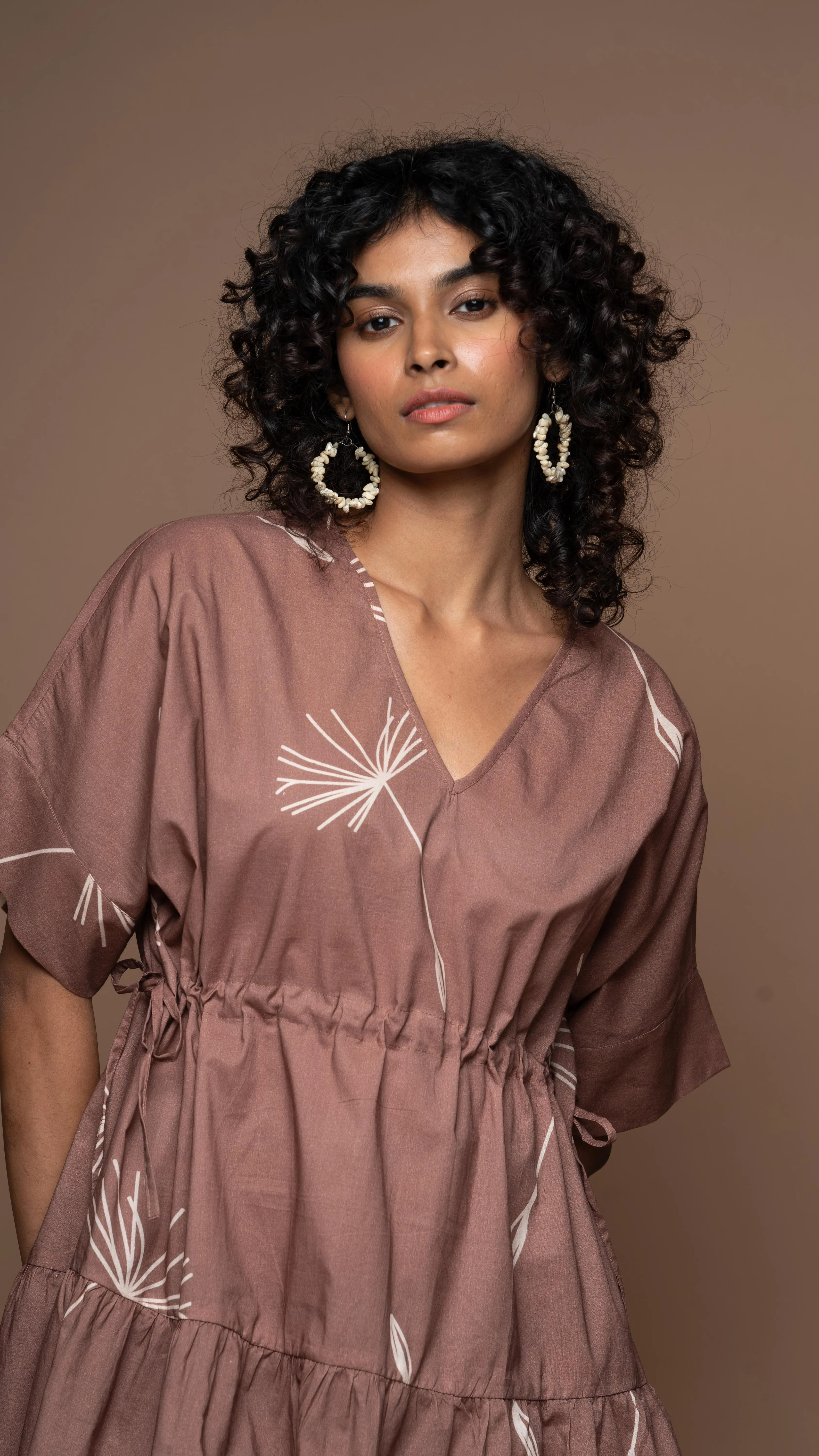 Effortless Chic Short Boho Dress in 'In Retrospect' Dandelion Pattern