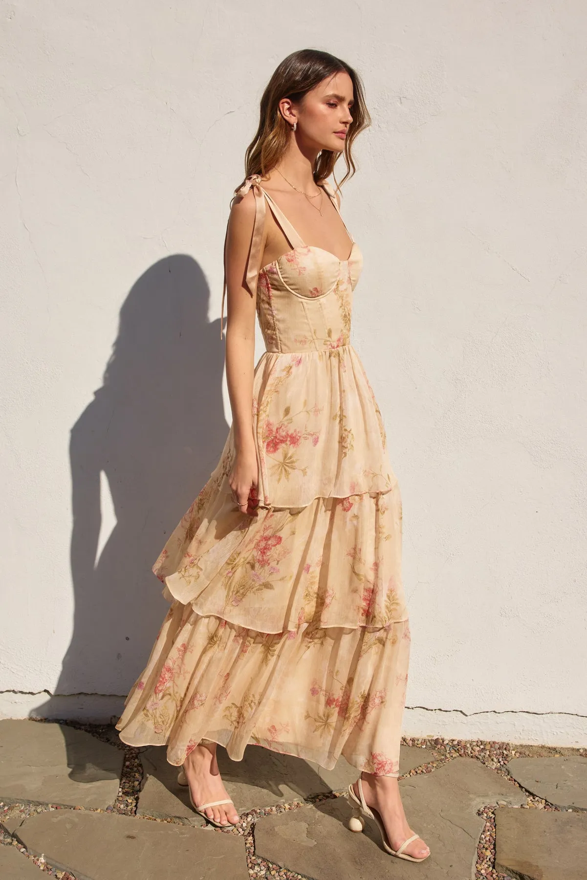 Elena Corset Layered Maxi Dress