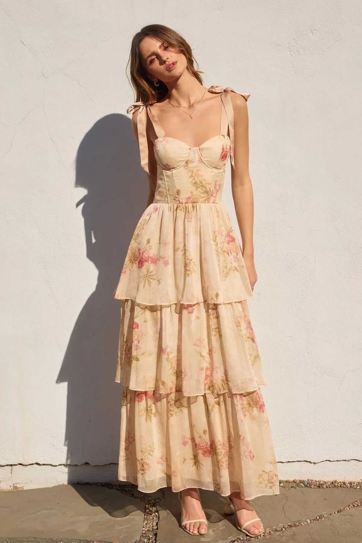 Elena Corset Layered Maxi Dress
