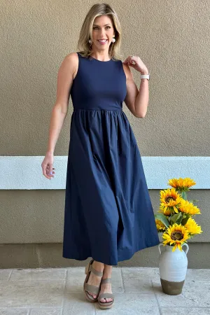 Elevated Ease Mixed Media Midi Dress