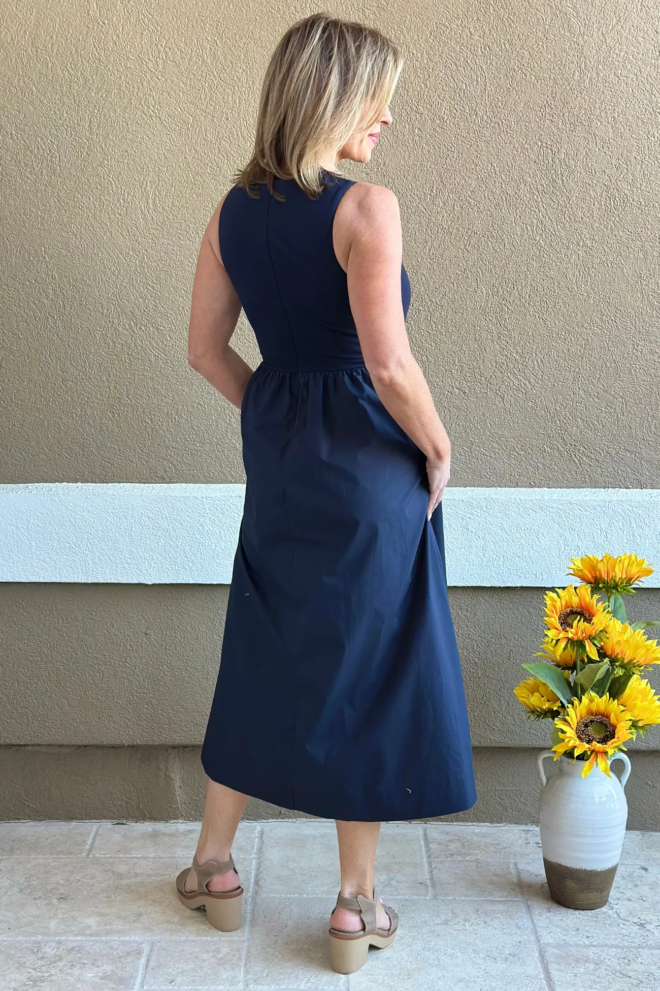 Elevated Ease Mixed Media Midi Dress